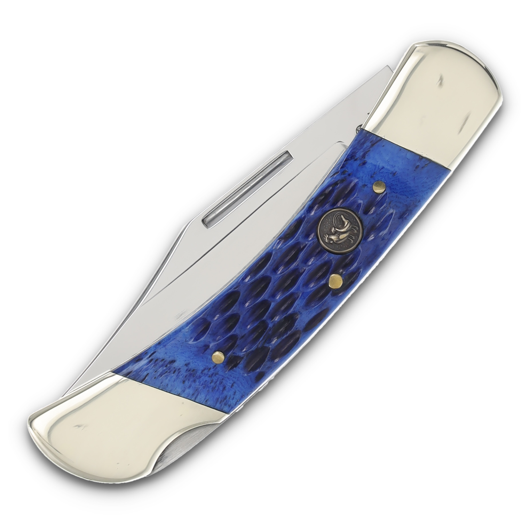 Hen & Rooster Single-Blade Blue Jigged Bone Lockback Folding Knife HRI361BLBP View 5