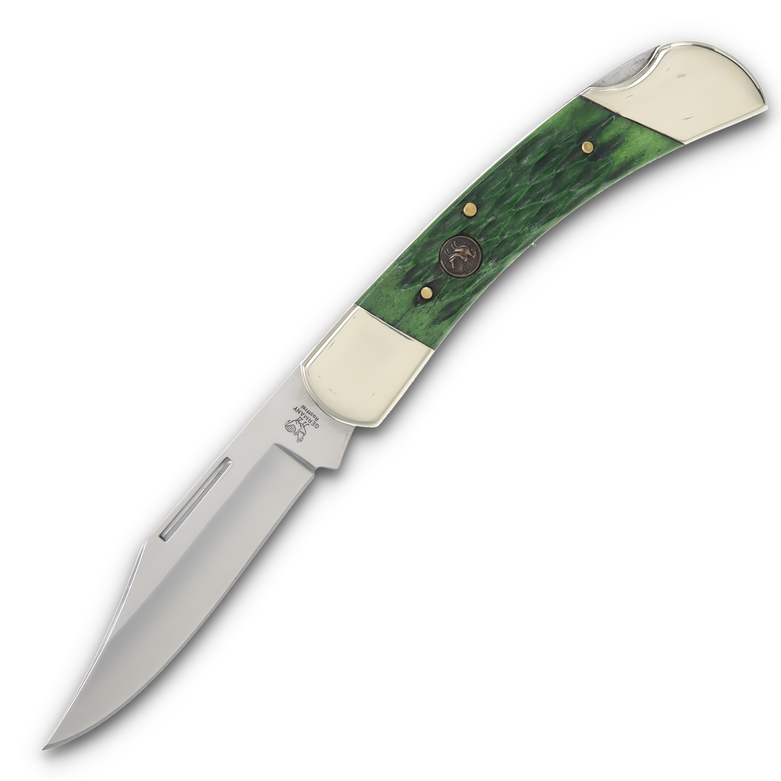 Hen & Rooster Single Blade Lockback Green Pick Bone HRI361GPB