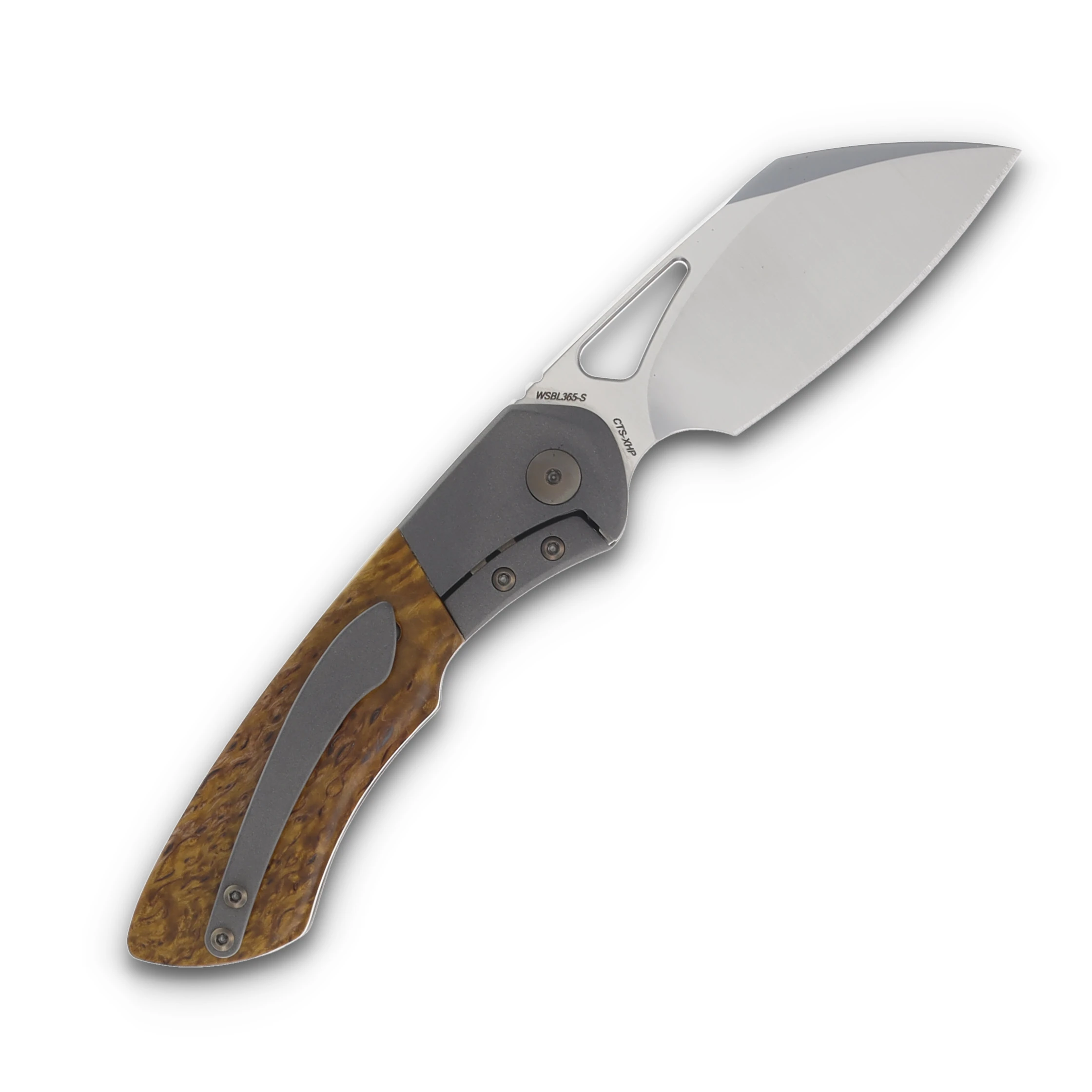 Olamic Whippersnapper BL Folding Knife Satin XHP Sheepsfoot/Dark Blast/Karelian Birch 365S View 2