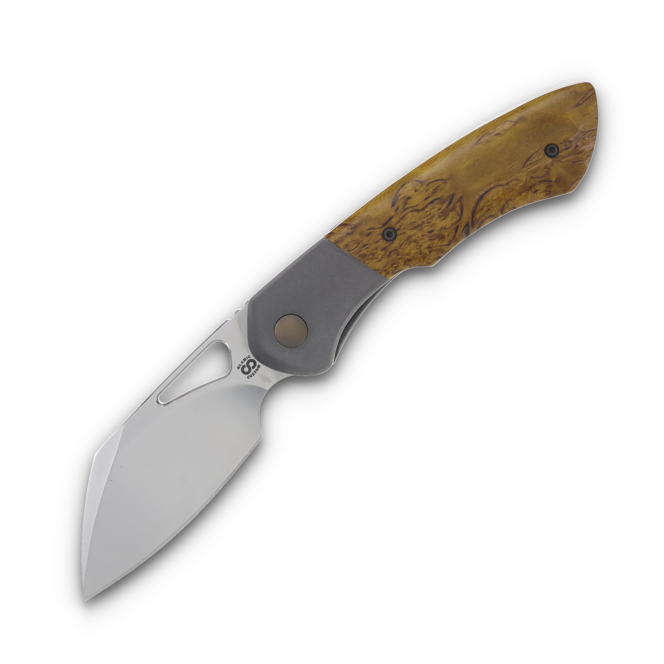 Olamic Whippersnapper BL Folding Knife Satin XHP Sheepsfoot/Dark Blast/Karelian Birch 365S View 1