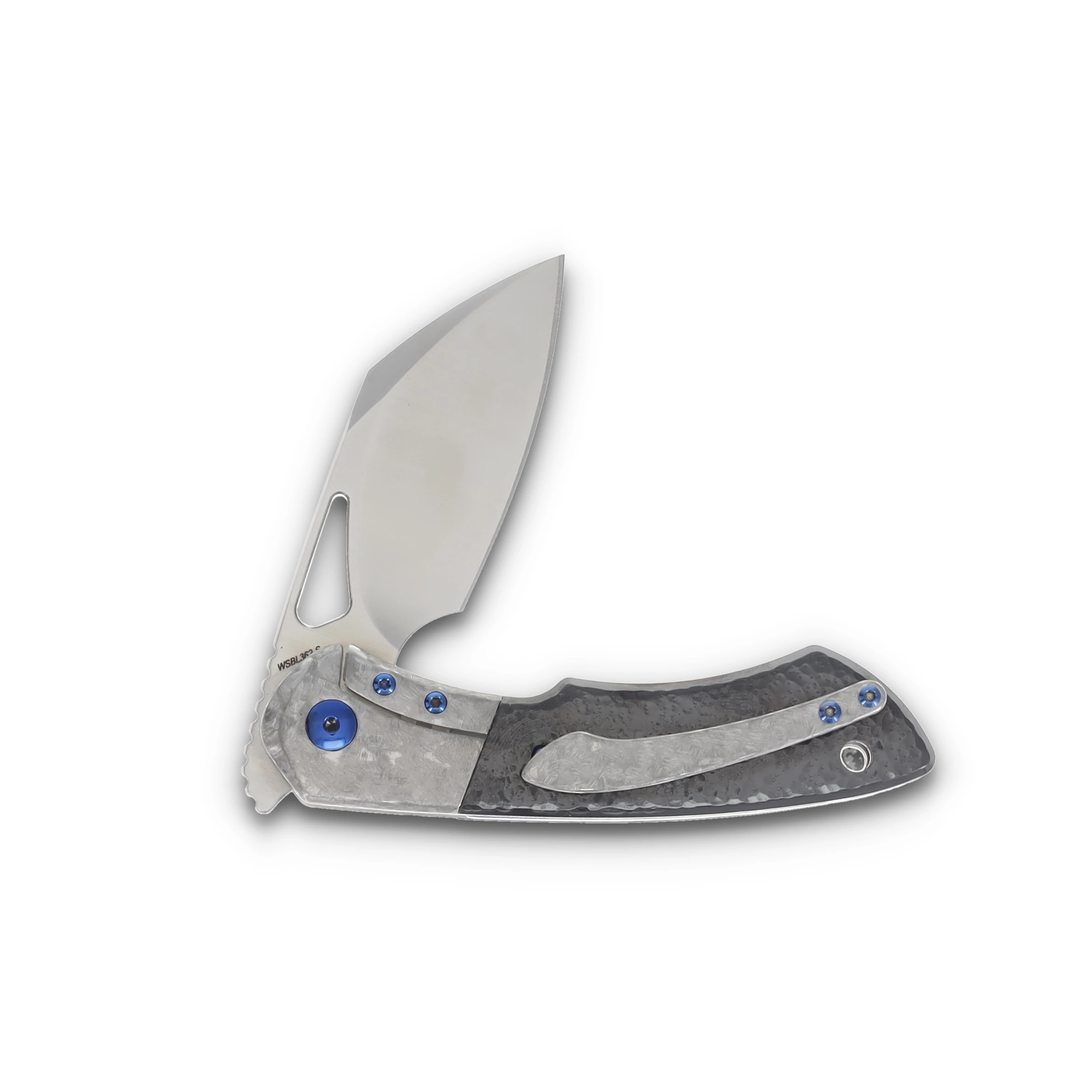 Olamic Whippersnapper BL Folding Knife Satin XHP Sheepsfoot/Frosty Titanium/Hammered Zirconium 362S View 4