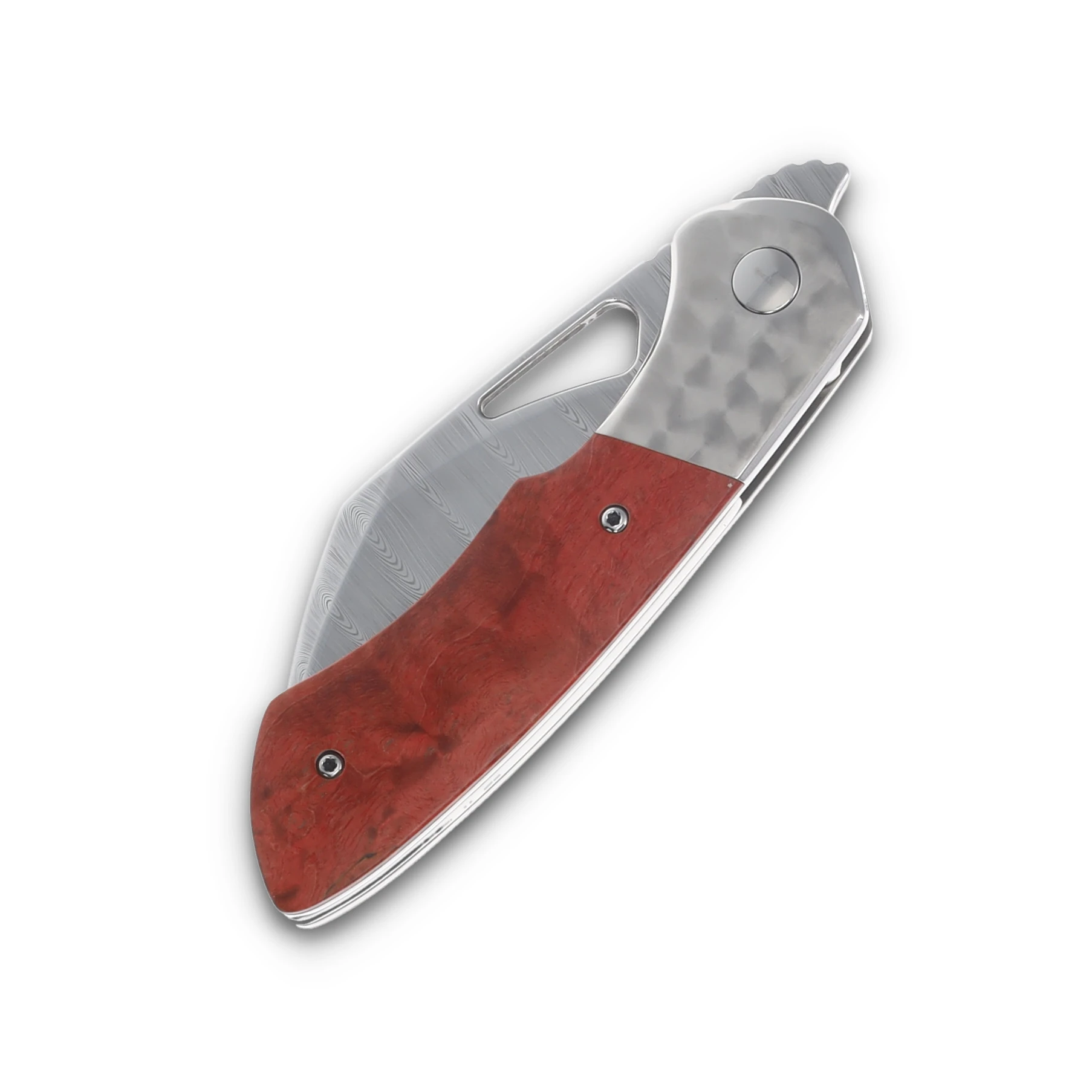 Olamic Whippersnapper BL Folding Knife Damasteel Sheepsfoot/Jeweled Titanium/Karelian Birch 099120S View 5