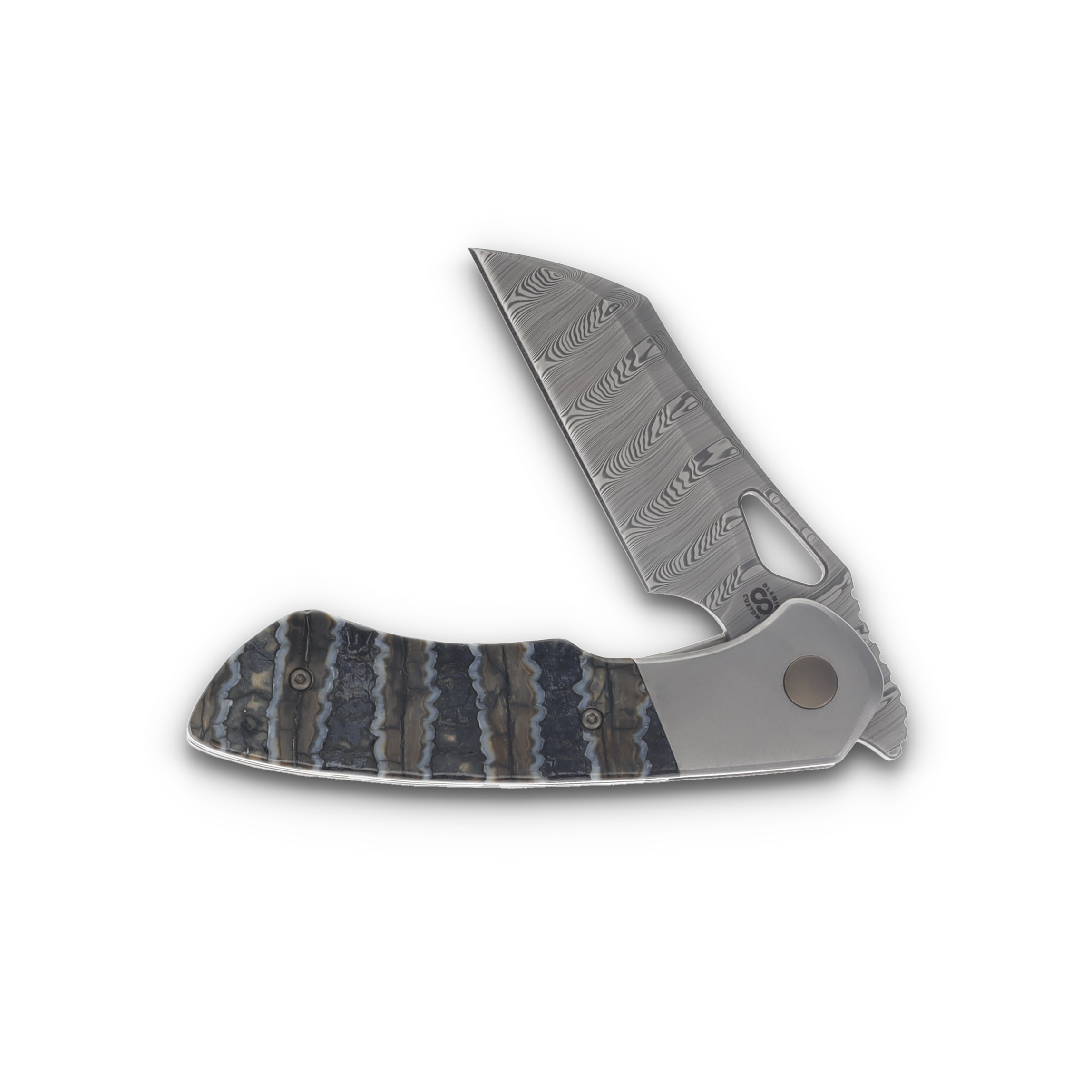 Olamic Whippersnapper BL Folding Knife Damasteel Wharncliffe/Light Blast/Mammoth Tooth 7680W View 5