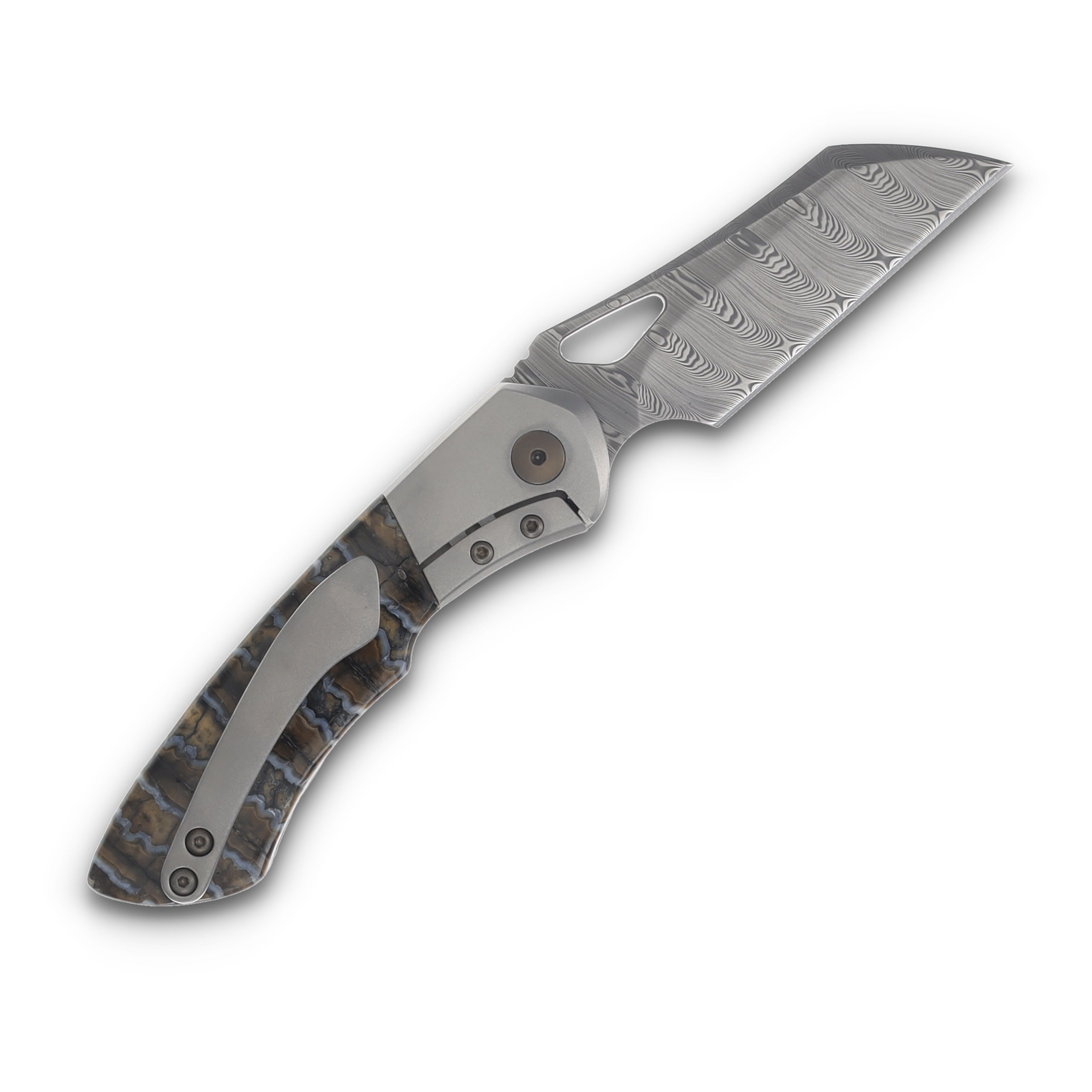 Olamic Whippersnapper BL Folding Knife Damasteel Wharncliffe/Light Blast/Mammoth Tooth 7680W View 2