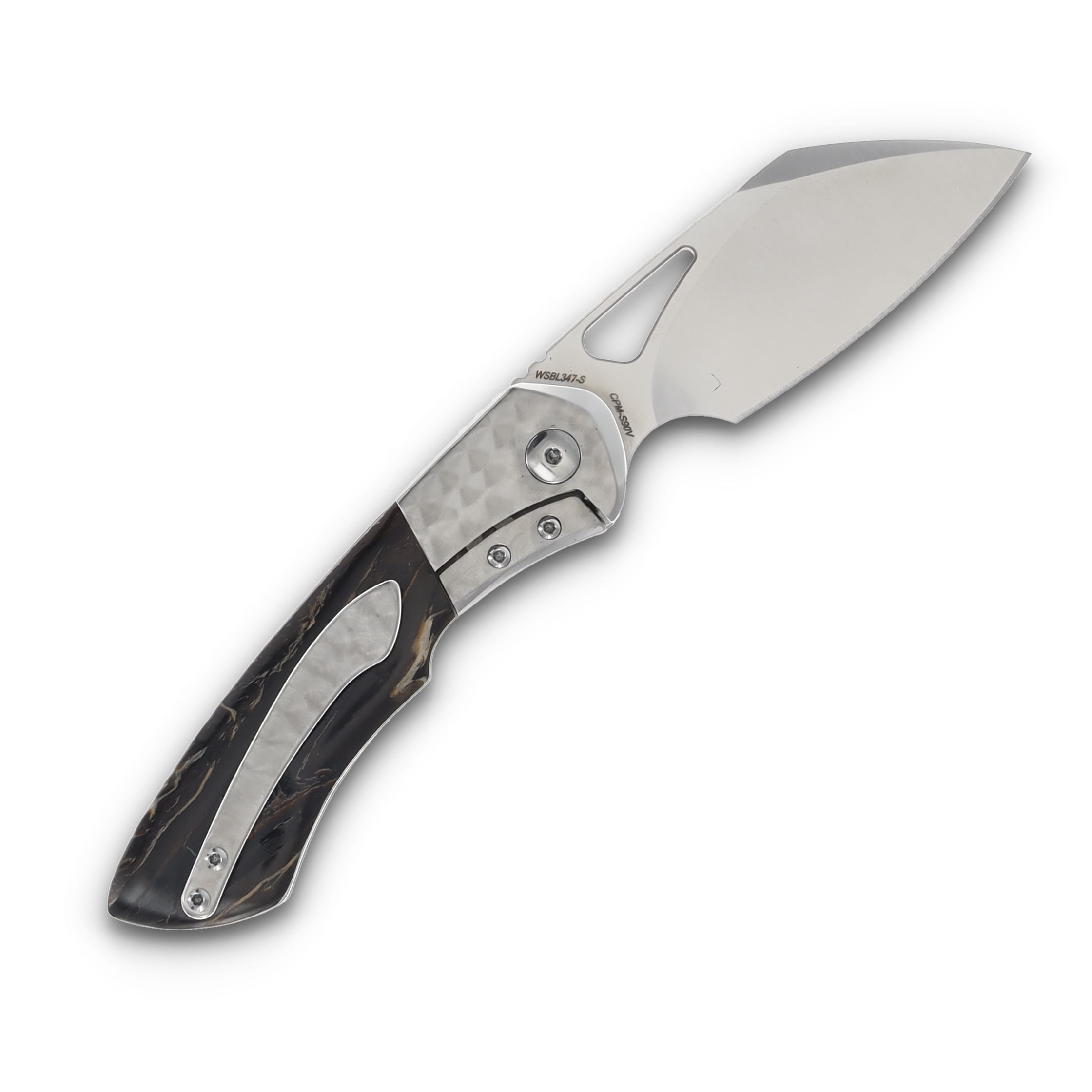 Olamic Whippersnapper BL Folding Knife Satin S90V Sheepsfoot/Jeweled Titanium/Tropical Fernwood 347S View 2