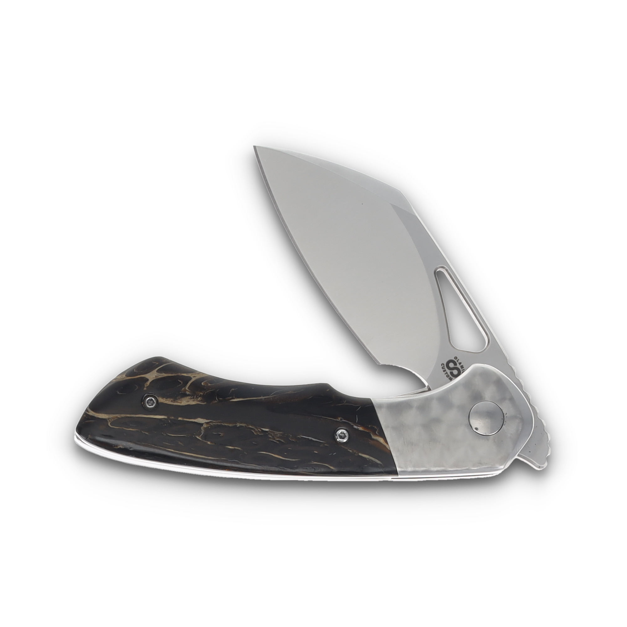 Olamic Whippersnapper BL Folding Knife Satin S90V Sheepsfoot/Jeweled Titanium/Tropical Fernwood 347S View 3