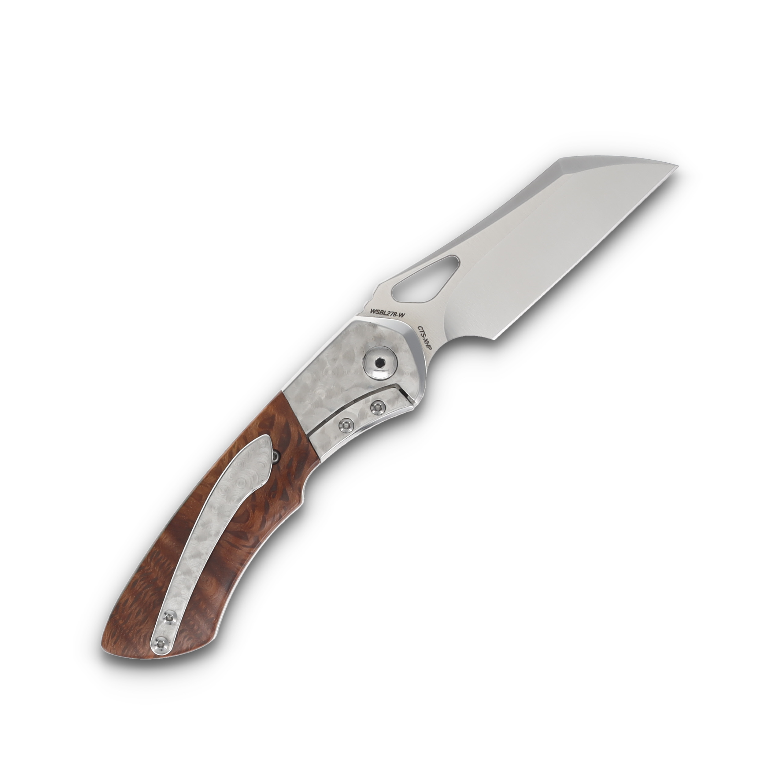 Olamic Whippersnapper BL Folding Knife Satin XHP Wharncliffe/Jeweled Titanium/Koa Wood 278W View 2