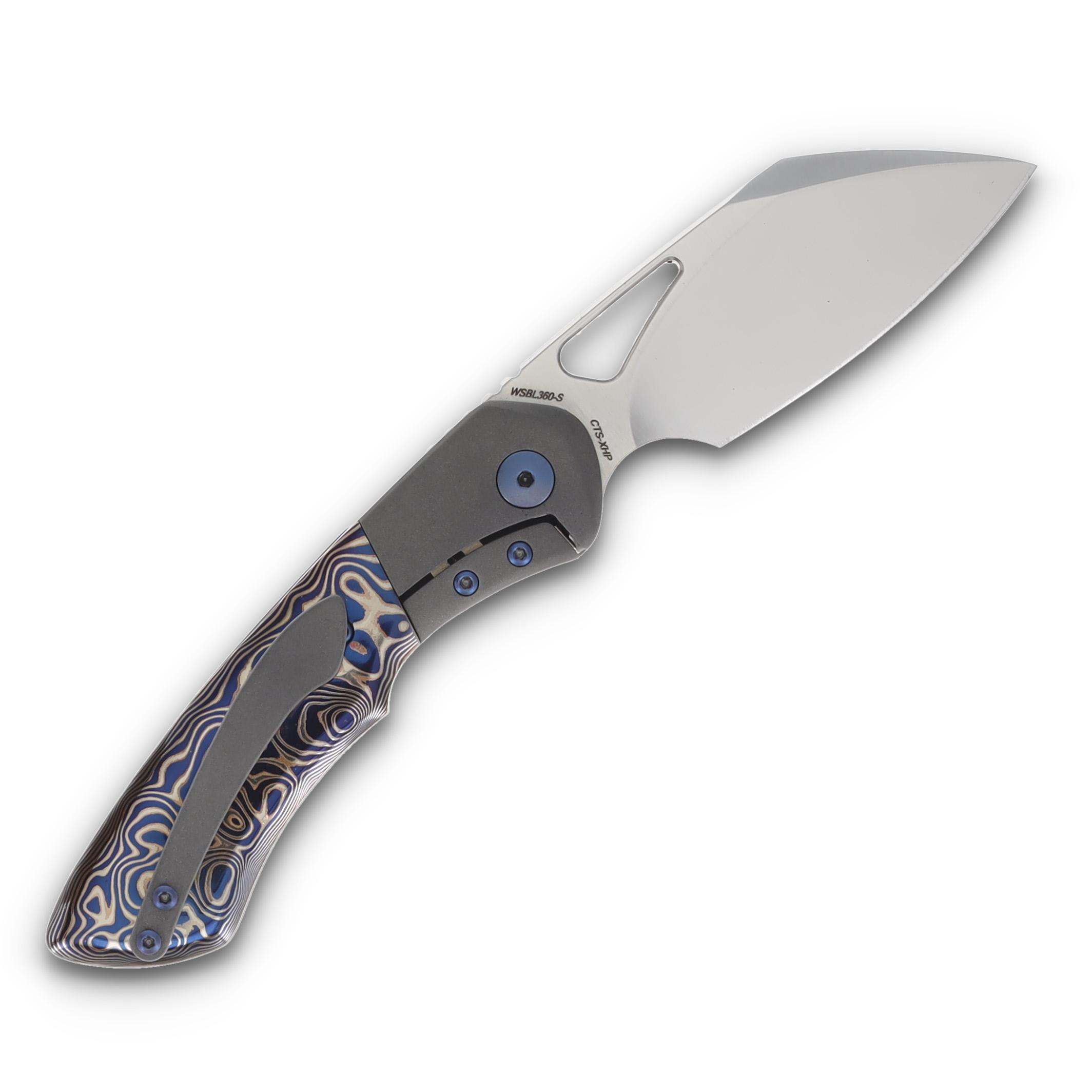 Olamic Whippersnapper BL Folding Knife Satin XHP Sheepsfoot/Dark Blast/Fedokume 360S View 2