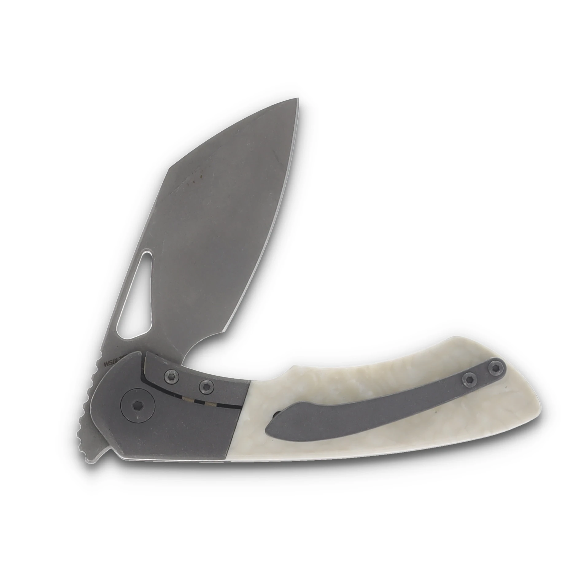 Olamic Whippersnapper BL Folding Knife Stonewash XHP Sheepsfoot/Stonewash Titanium/Juma Scales 363S View 4