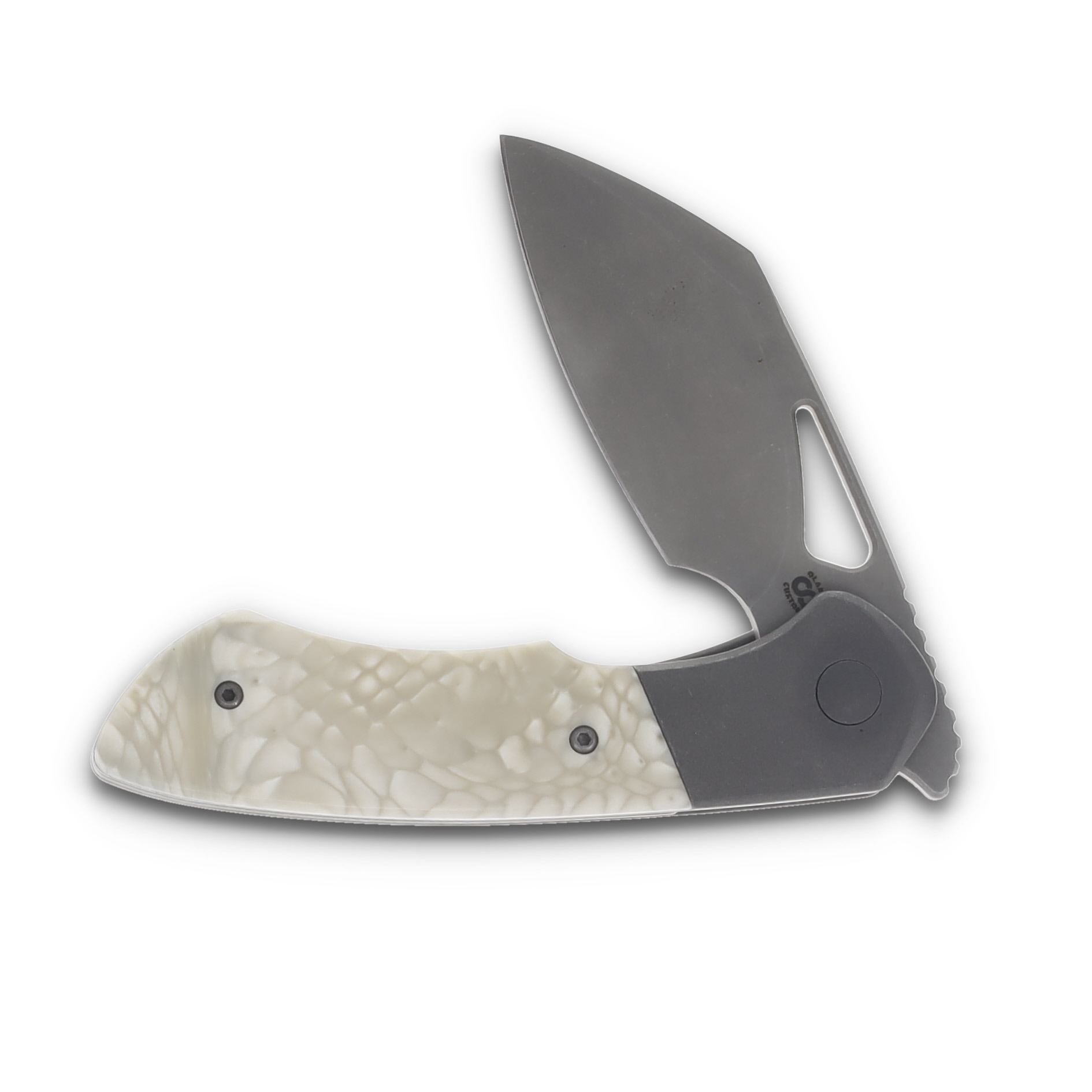 Olamic Whippersnapper BL Folding Knife Stonewash XHP Sheepsfoot/Stonewash Titanium/Juma Scales 363S View 3