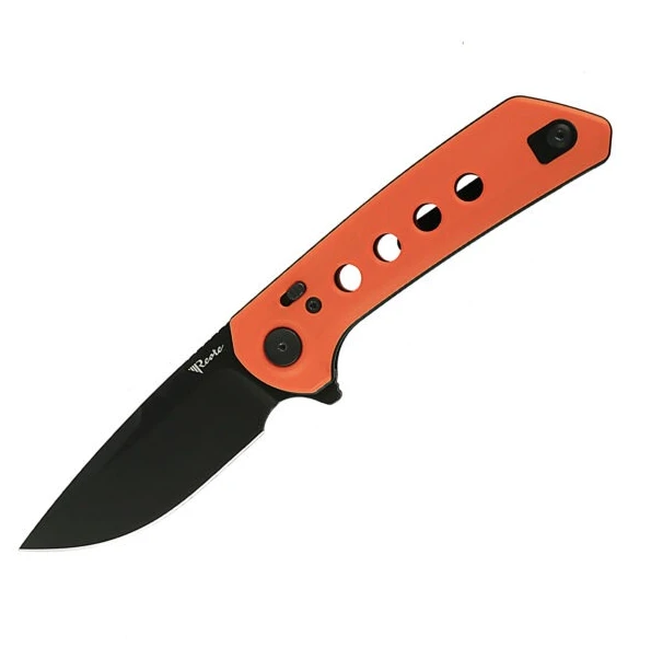 Reate PL-XF Folding Knife Orange 3.4 Inch Plain Black PVD Drop Point REPL-XF6 View 1