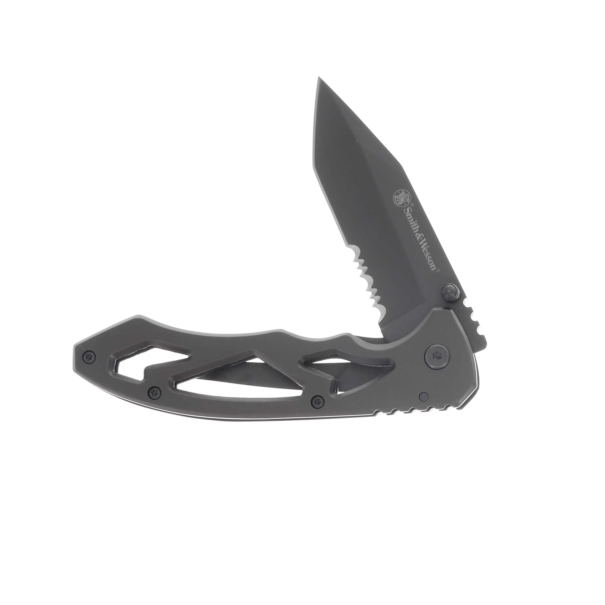 Smith & Wesson Skeletonized Stainless 3.0in Tanto Part Serrated Blade CK400LTSCP View 3