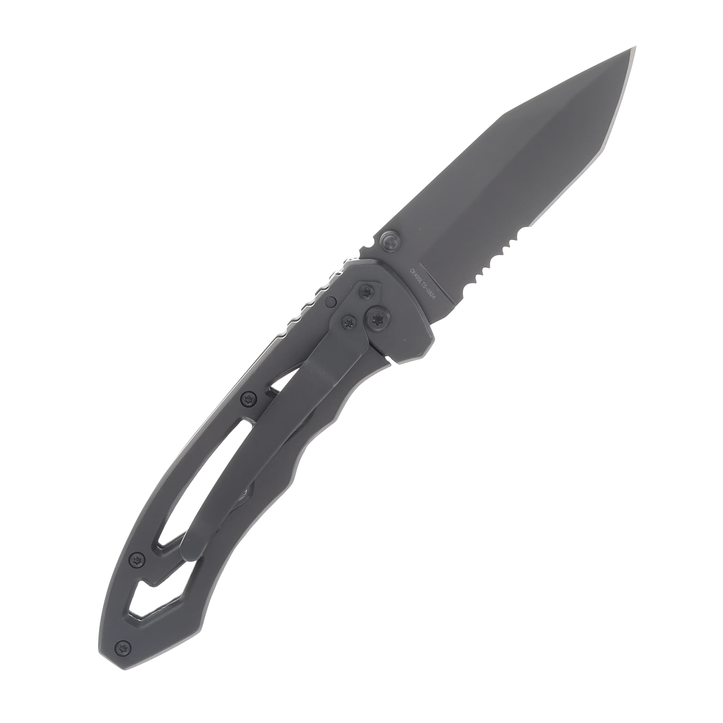 Smith & Wesson Skeletonized Stainless 3.0in Tanto Part Serrated Blade CK400LTSCP View 2