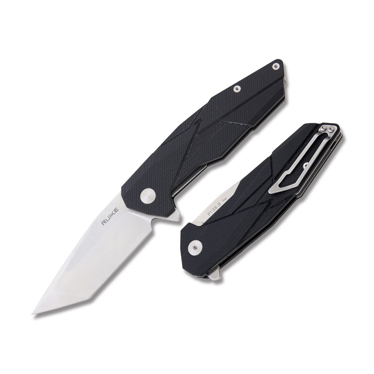 Ruike P138 Folding Pocket Knife Black G-10 Handle Sandvik 14C28N Blade RUPP138B View 1