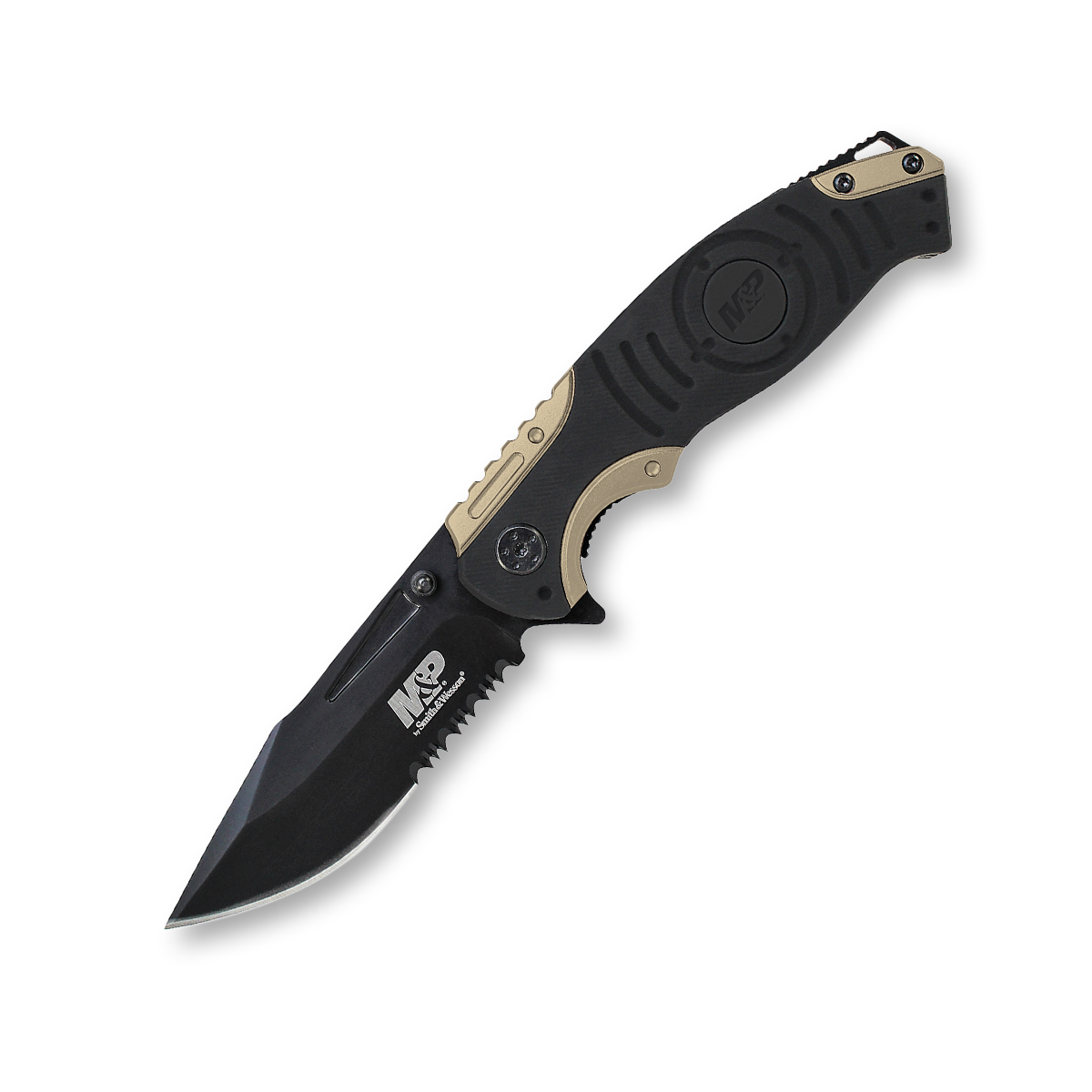 Smith & Wesson M&P Black/FDE 3.48in Part Serrated Clip Point Blade SWMP13BSCP View 1