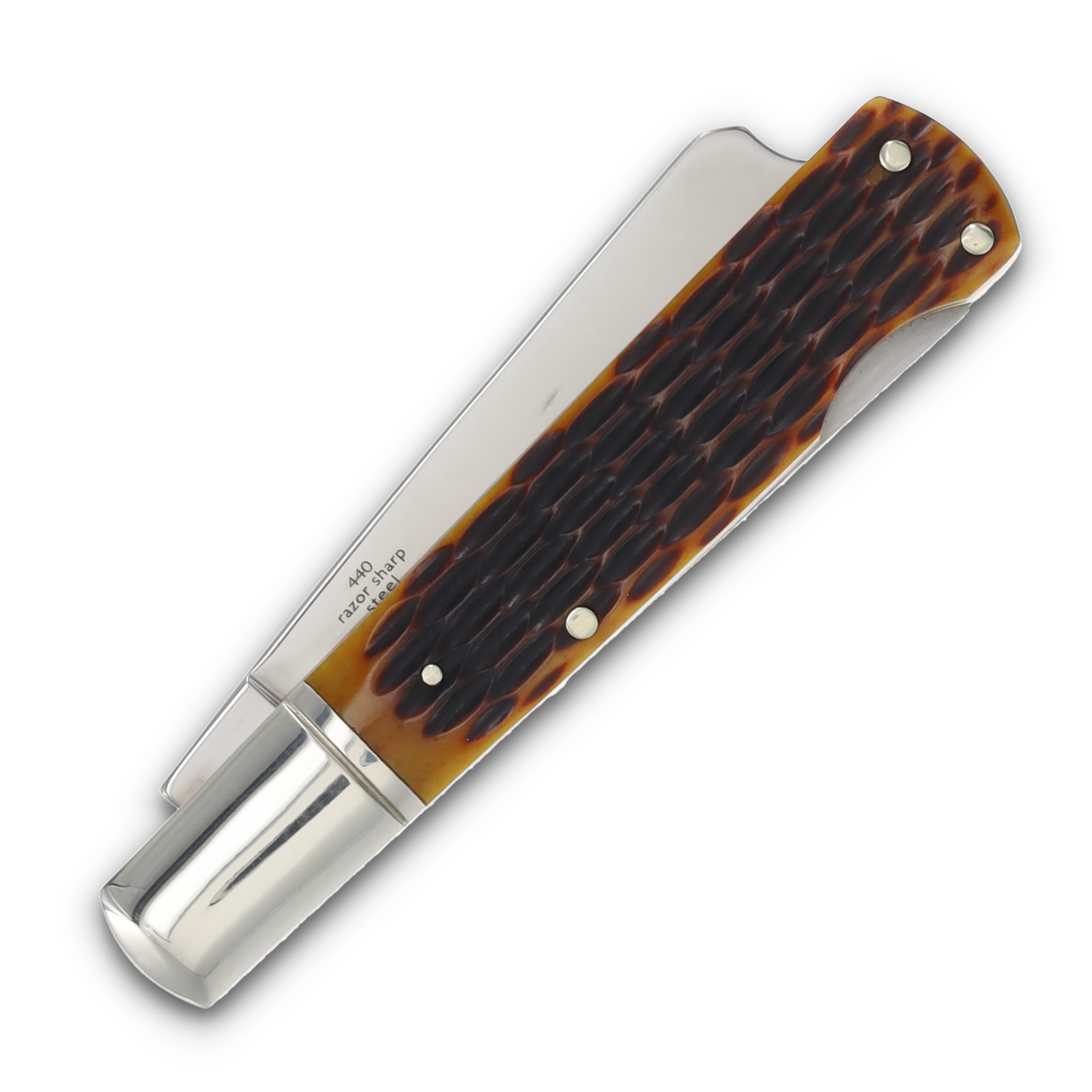 Rough Ryder Amber Jigged Bone One Armed Razor Lockback Folding Knife RR763 View 6