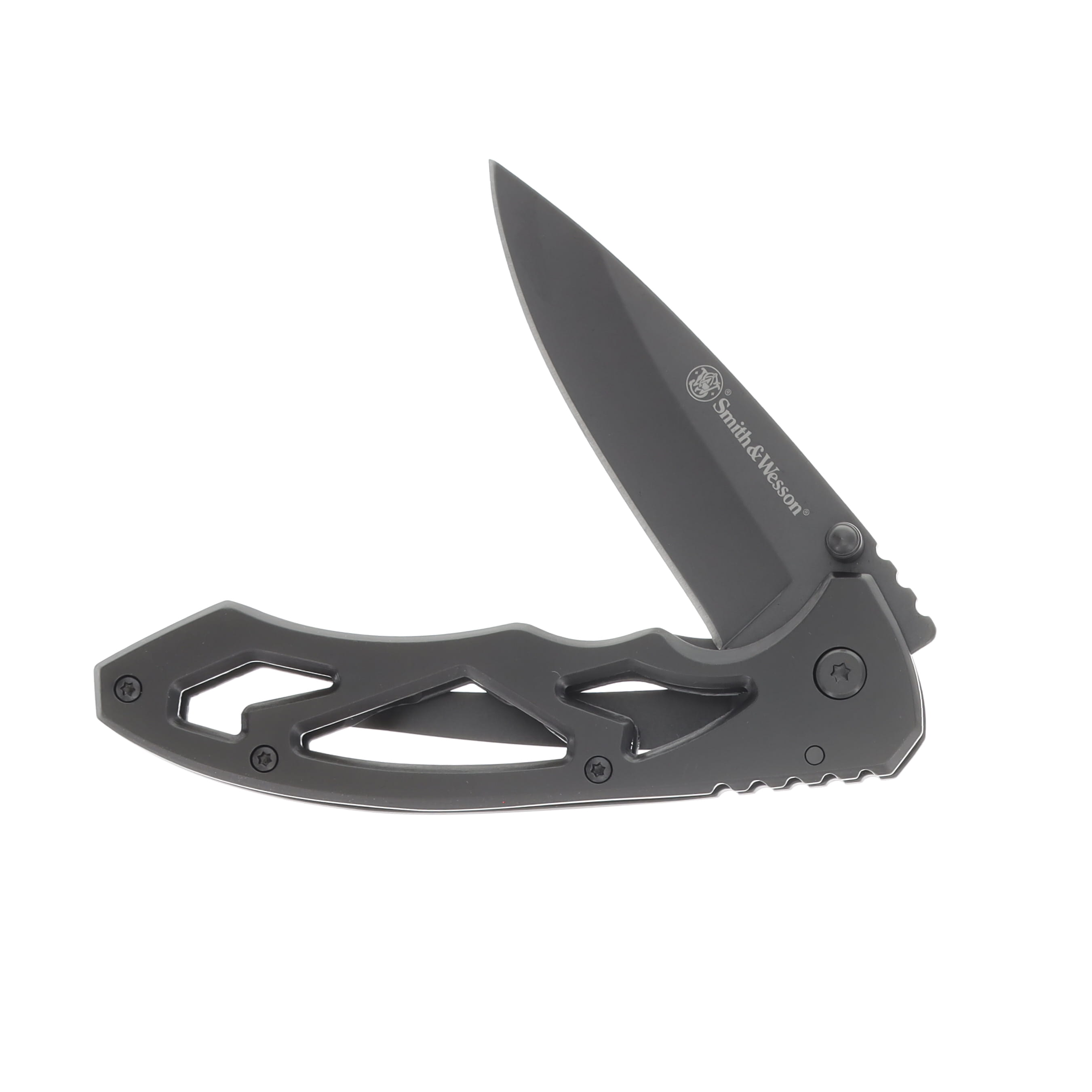 Smith & Wesson Silver Skeletonized Large Folding Knife 3.0in Drop Point CK400LCP View 2