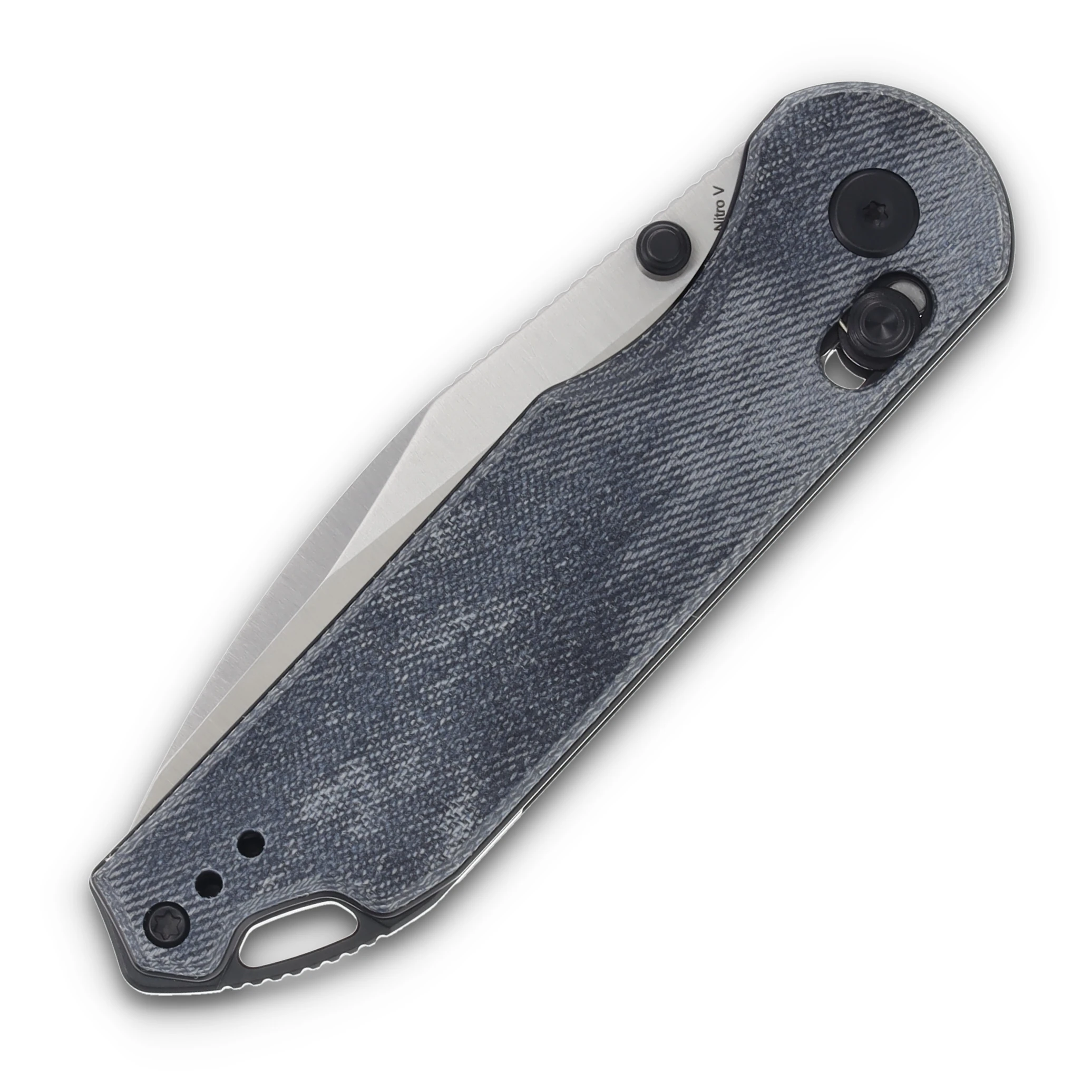 Kizer Assassin Folding Knife Blue Denim 3.1in Plain Satin Drop Point V3549A2 View 3