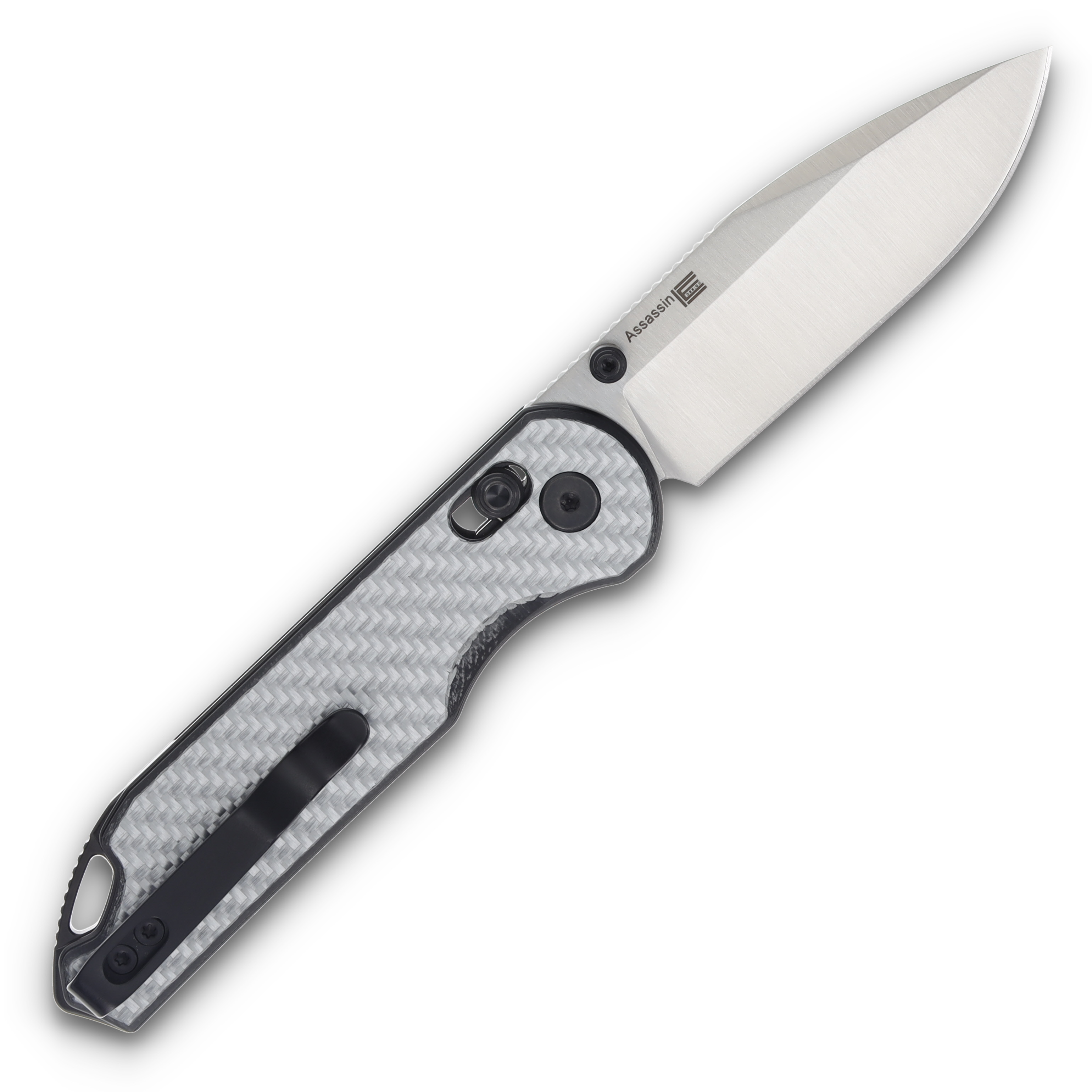 Kizer Assassin Folding Knife Silver 3.1 Inch Plain Satin Drop Point V3549A3 View 2
