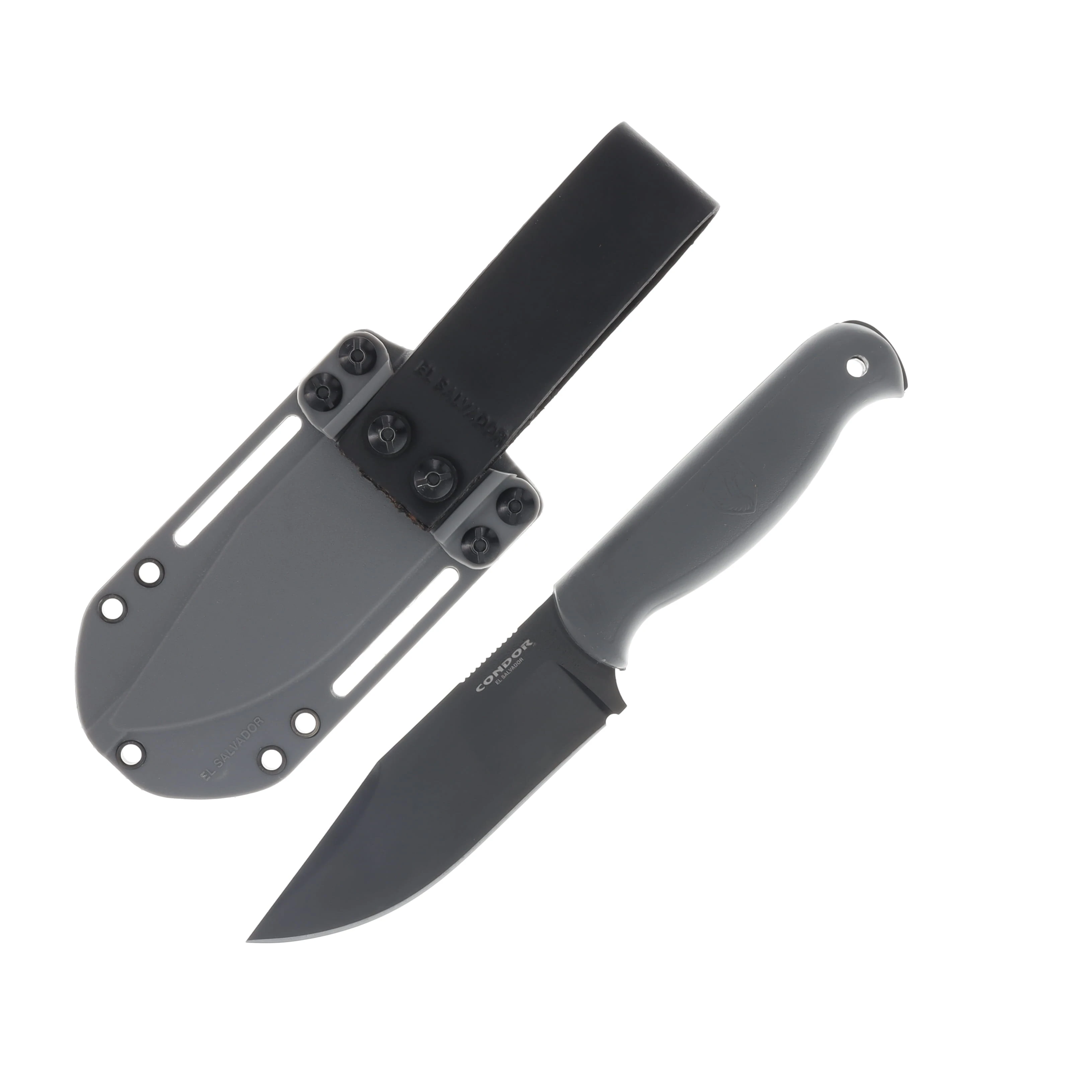 Condor Tool and Knife Fighter Knife Rhino Gray 4.73in Plain Black Cerakote Clip Point CTK61746 View 2