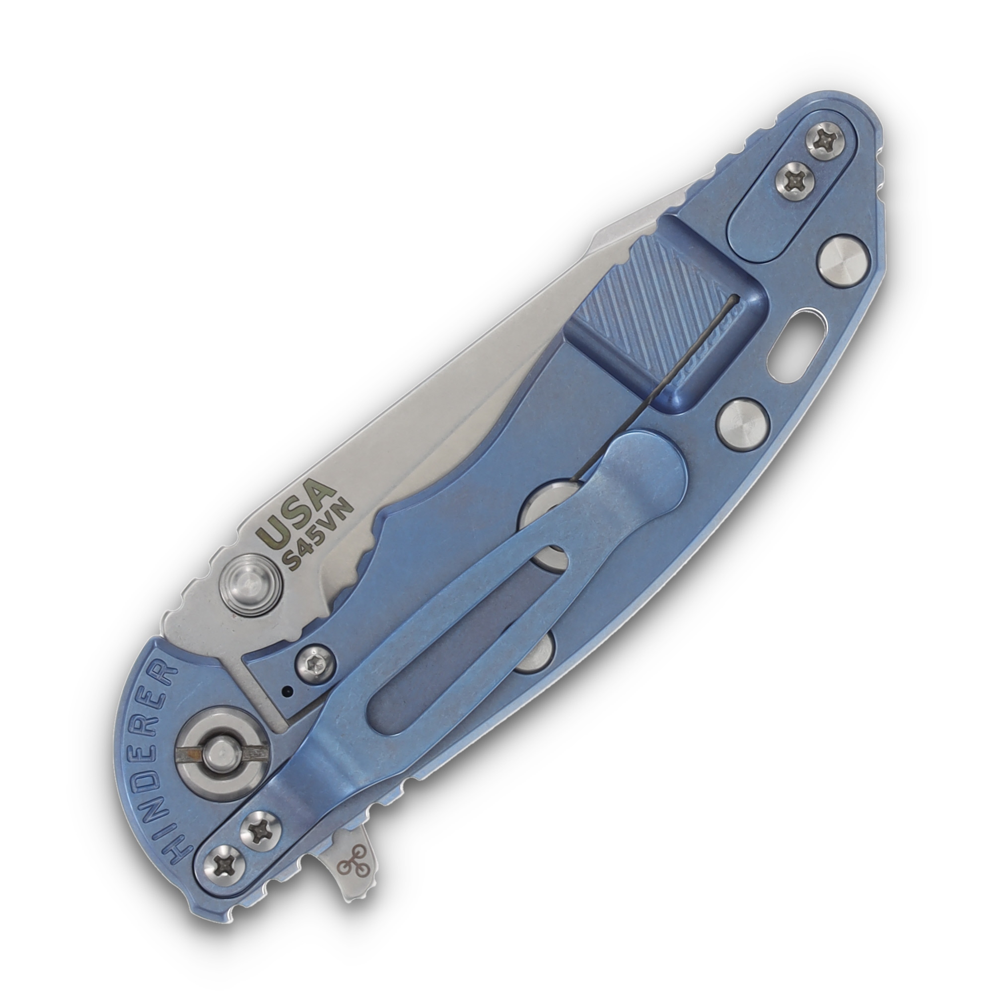 Hinderer XM-18 3.0 Harpoon Tanto Blue Stonewash Titanium/Translucent Green G-10 KXM3000HTSWBLTG View 2