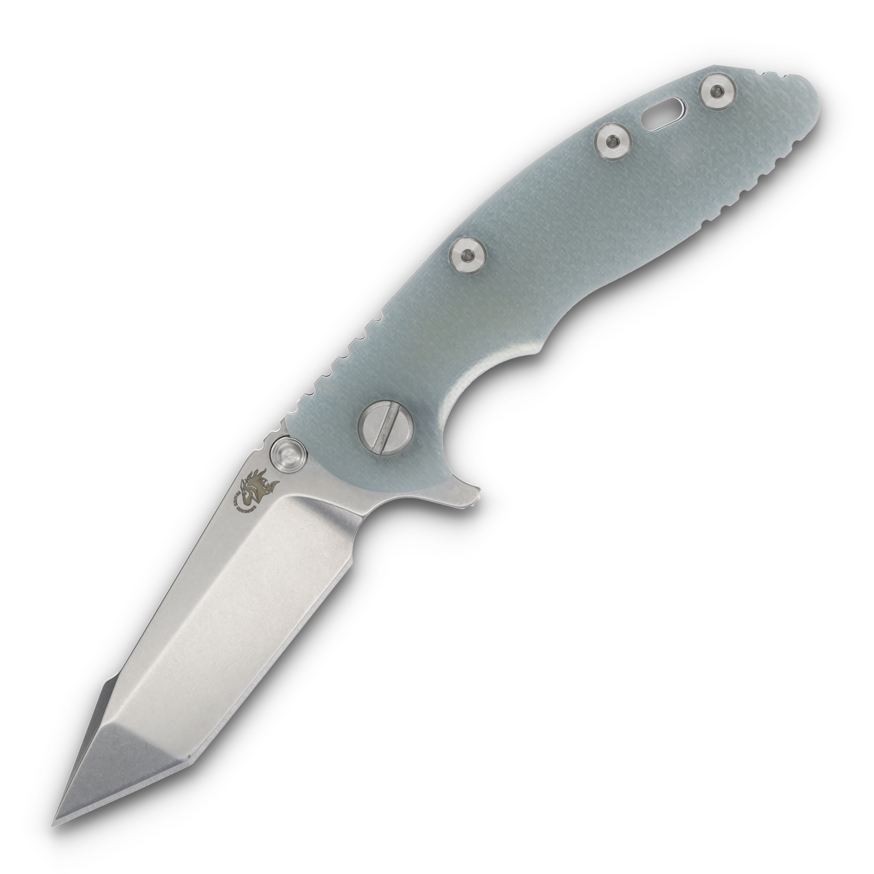 Hinderer XM-18 3.0 Harpoon Tanto Blue Stonewash Titanium/Translucent Green G-10 KXM3000HTSWBLTG View 1