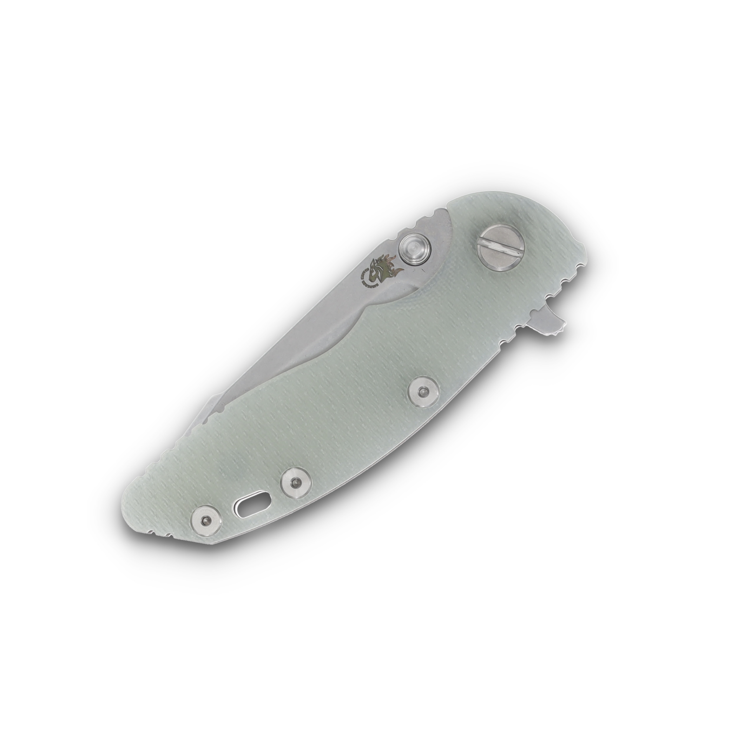 Hinderer XM-18 3.0 Harpoon Tanto Stonewash Titanium/Translucent Green G-10 KXM3000HTSWTG View 5