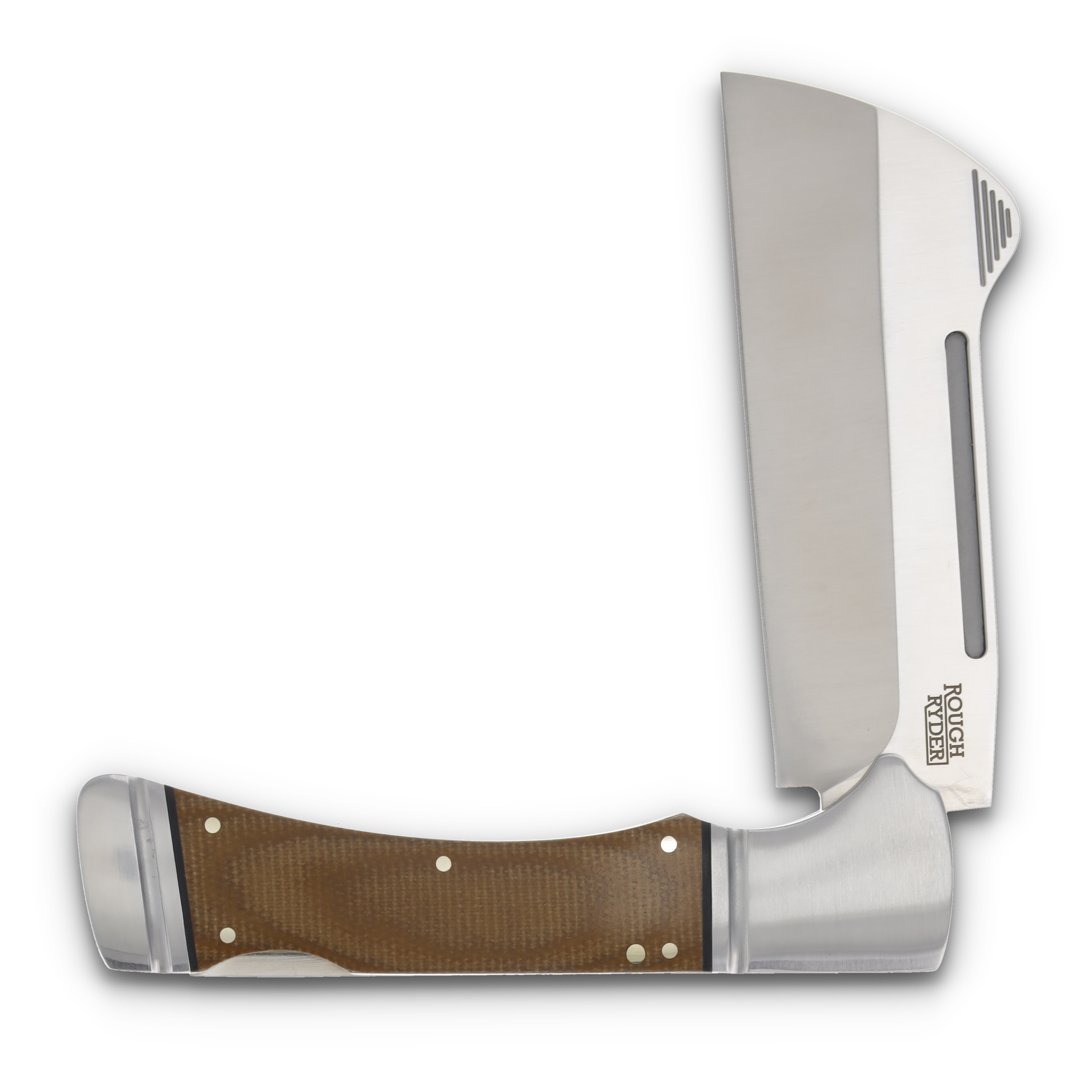Rough Ryder Camp Side Cleaver Brown Burlap Micarta RR2679 View 3