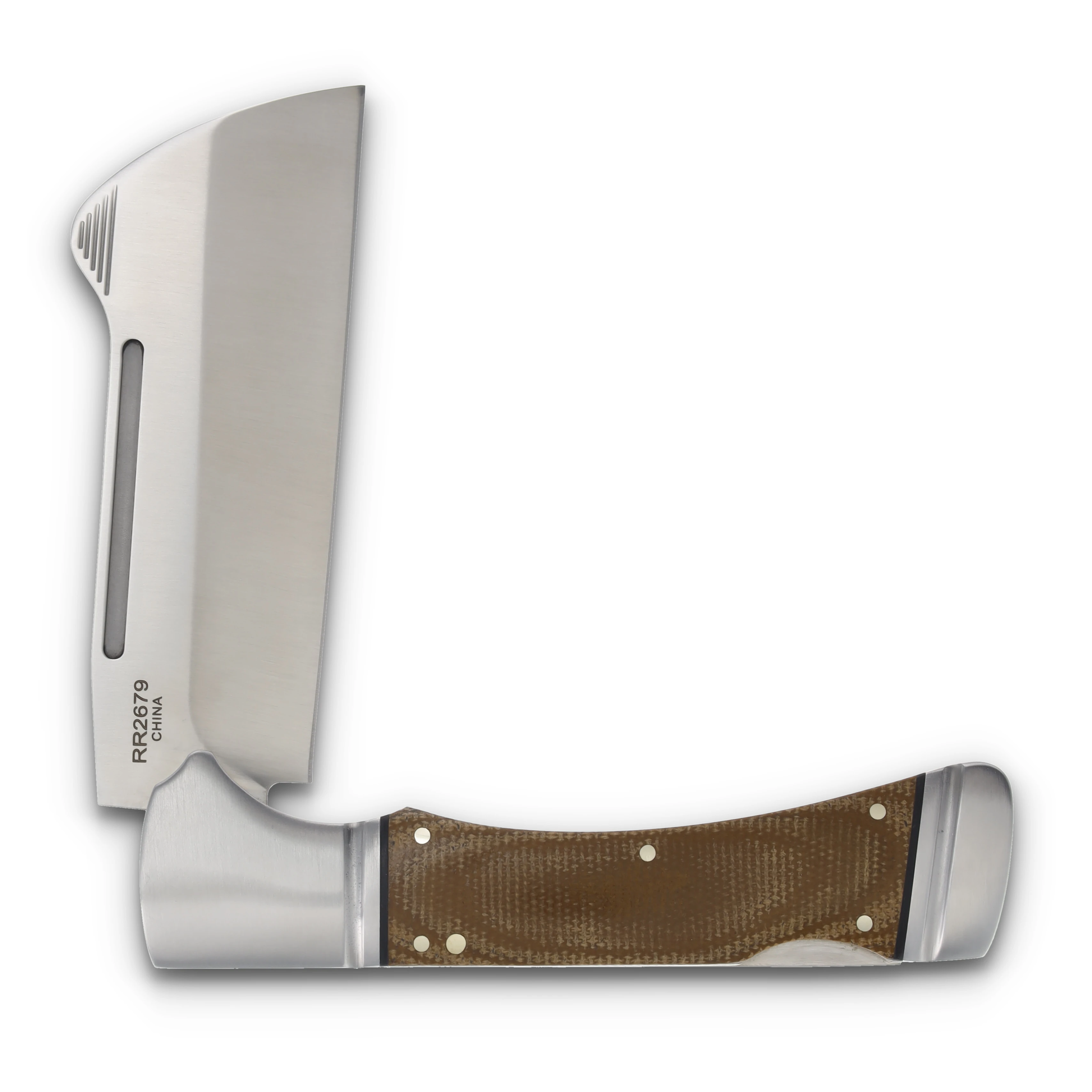 Rough Ryder Camp Side Cleaver Brown Burlap Micarta RR2679 View 4