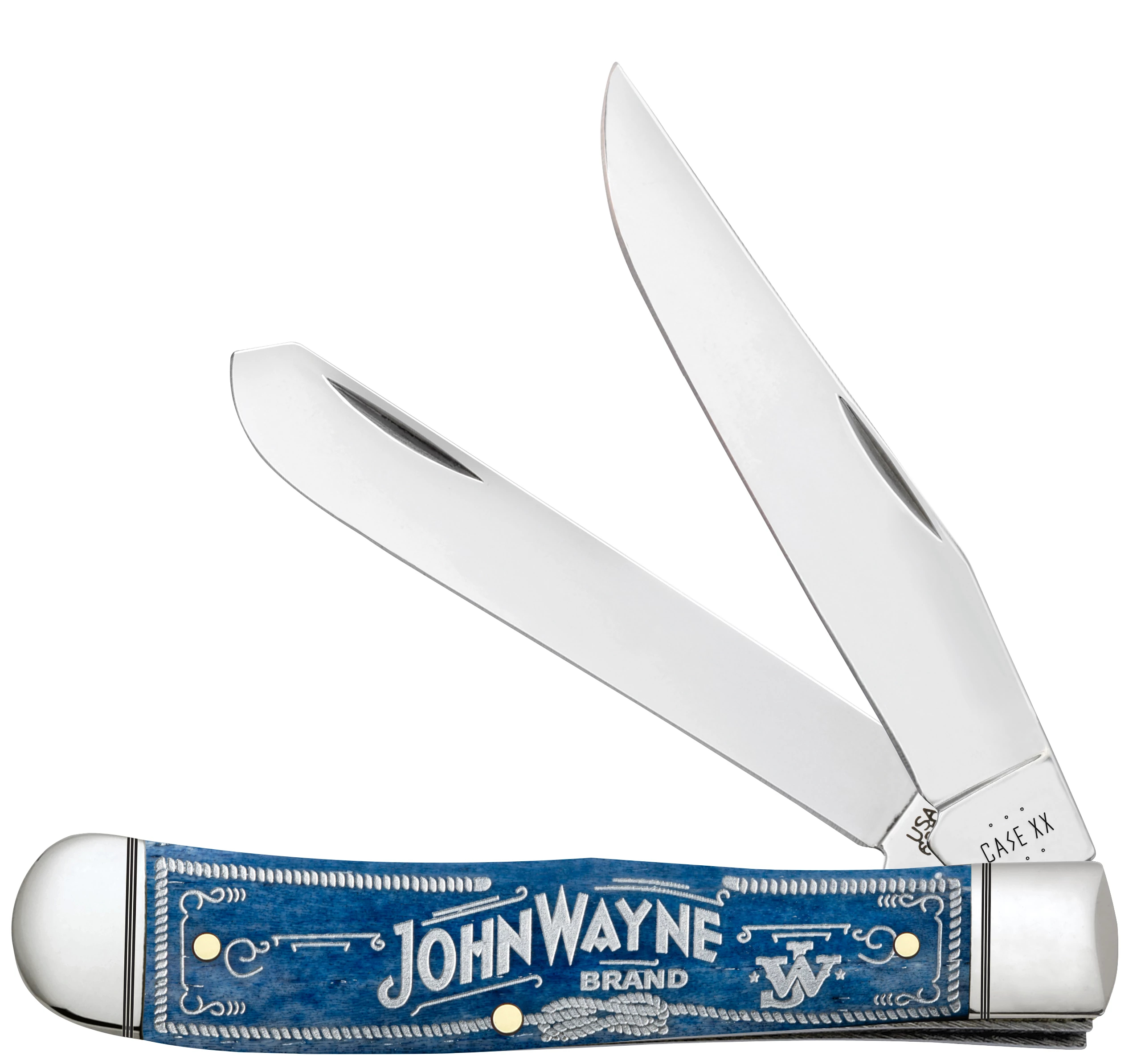Case XX John Wayne Navy Blue Smooth Bone Trapper Folding Knife CA10719 View 1