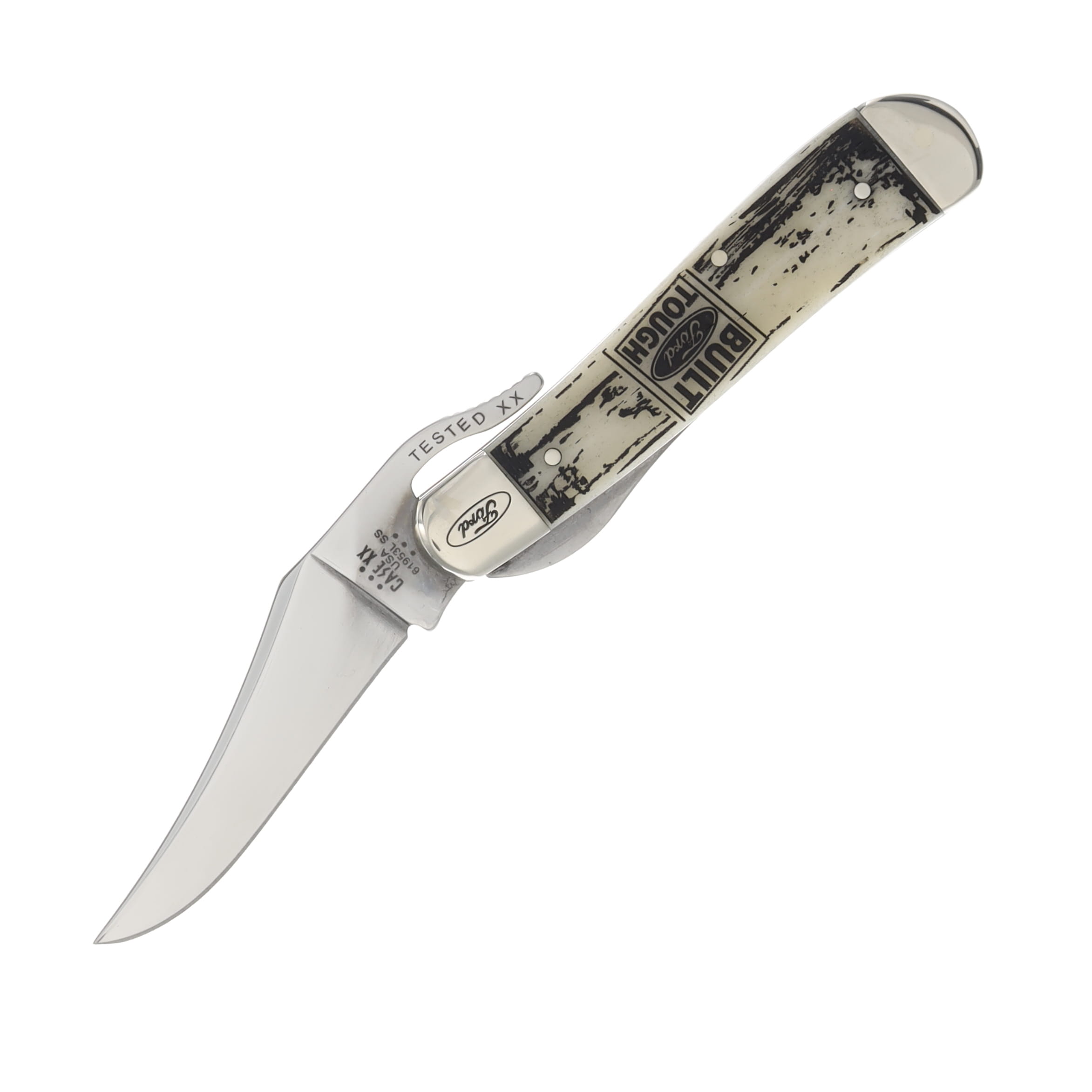 Case XX Ford Tough Embellished Bone RussLock Folding Knife CA14341 View 2