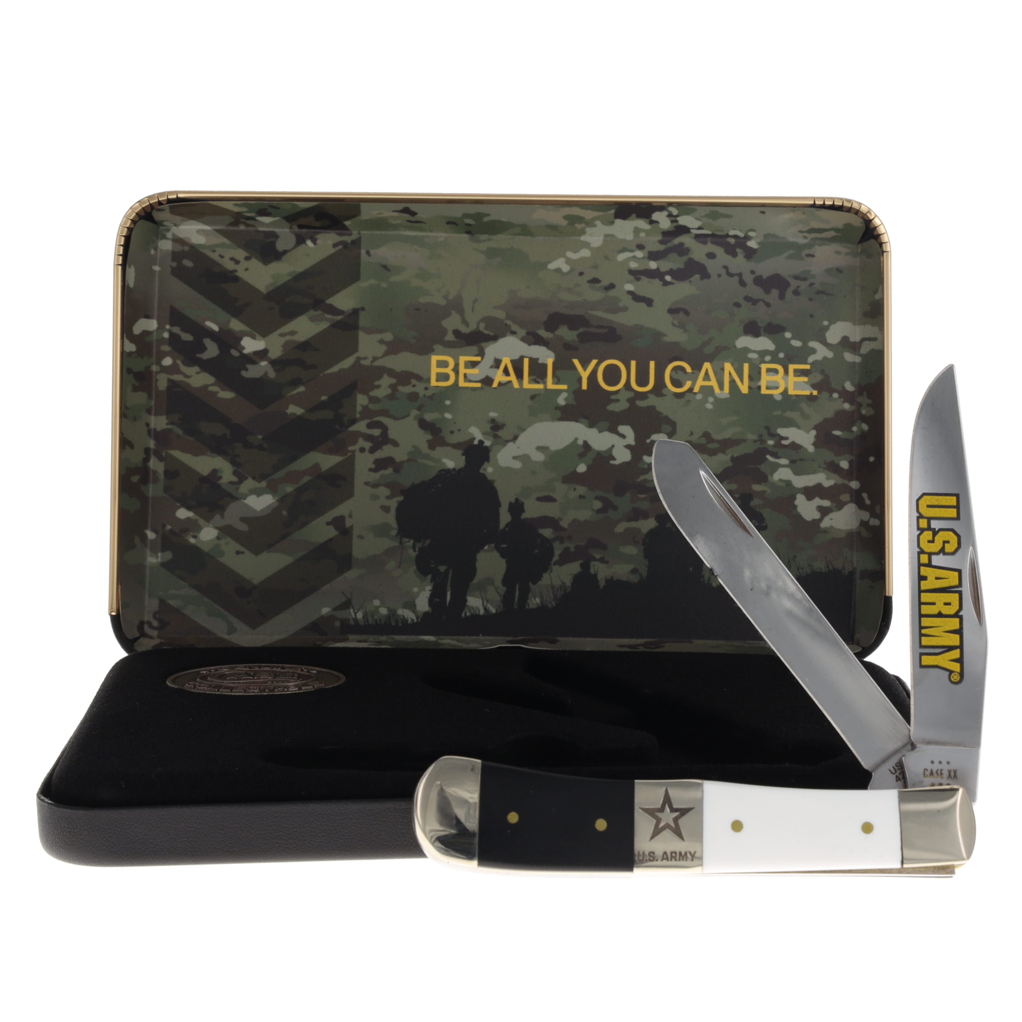 Case XX U.S. Army Black and White Smooth Synthetic Center Bolster Trapper CA15059 View 5