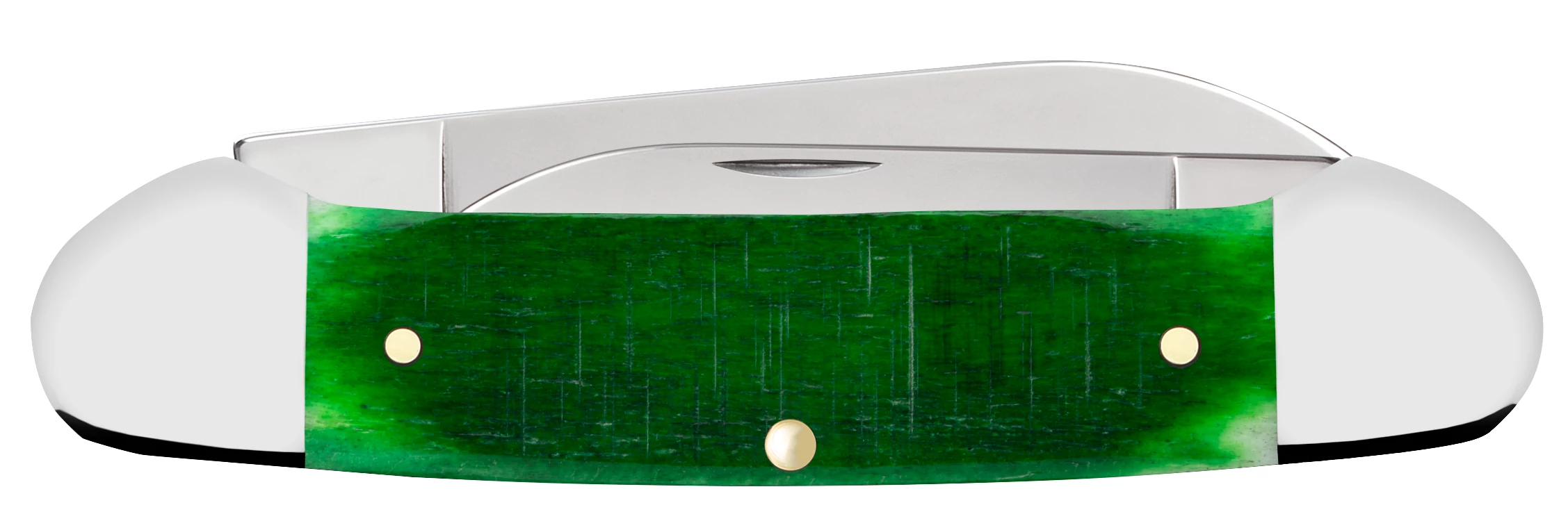Case XX John Deere Sawcut Green Bone Canoe Folding Knife CA15797 View 2