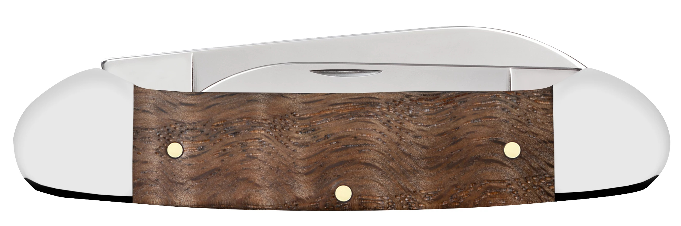 Case XX US Army Smooth Natural Curly Oak Canoe Folding Knife CA15055 View 2