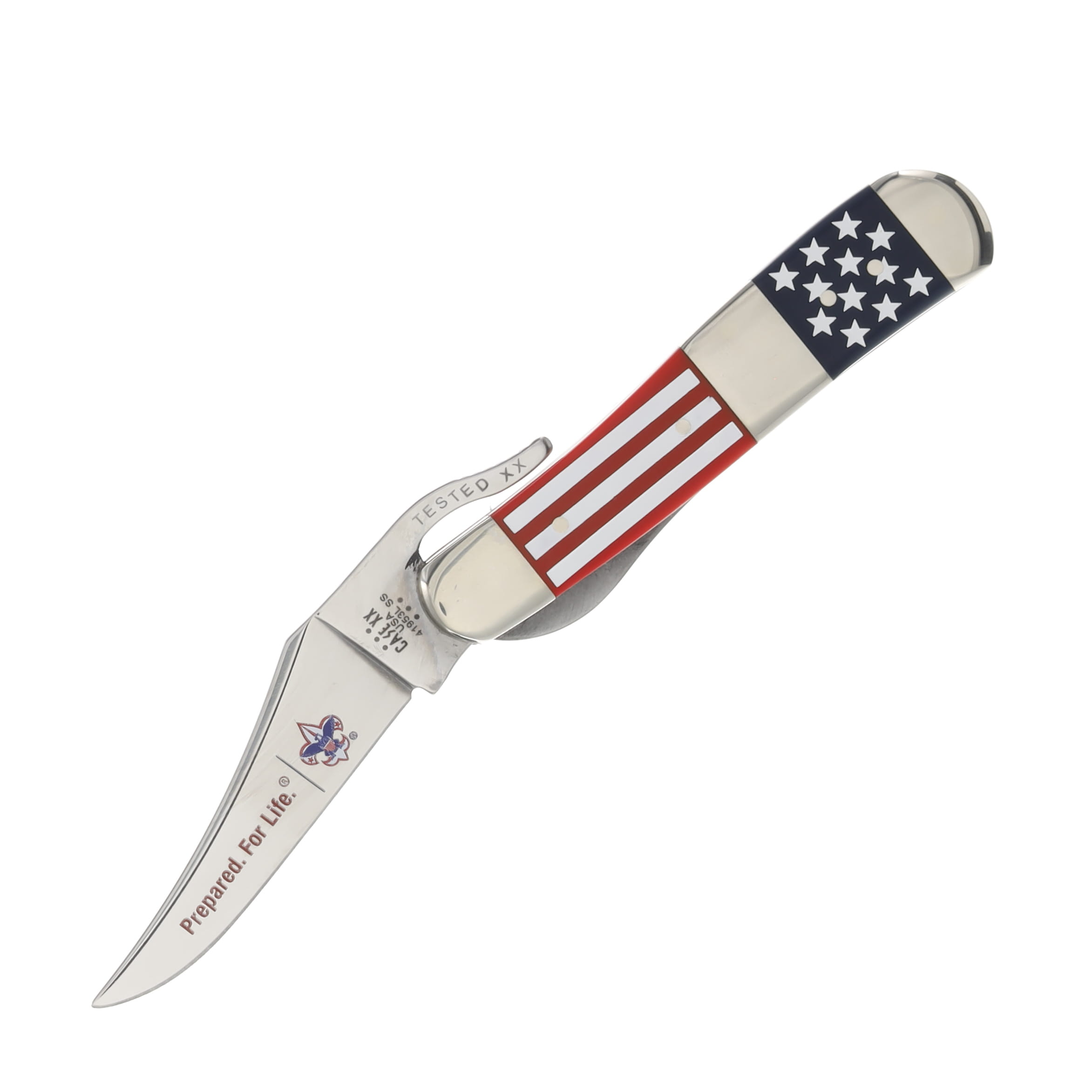 Case XX Boy Scouts American Flag Smooth Synthetic RussLock Folding Knife CA18069 View 3