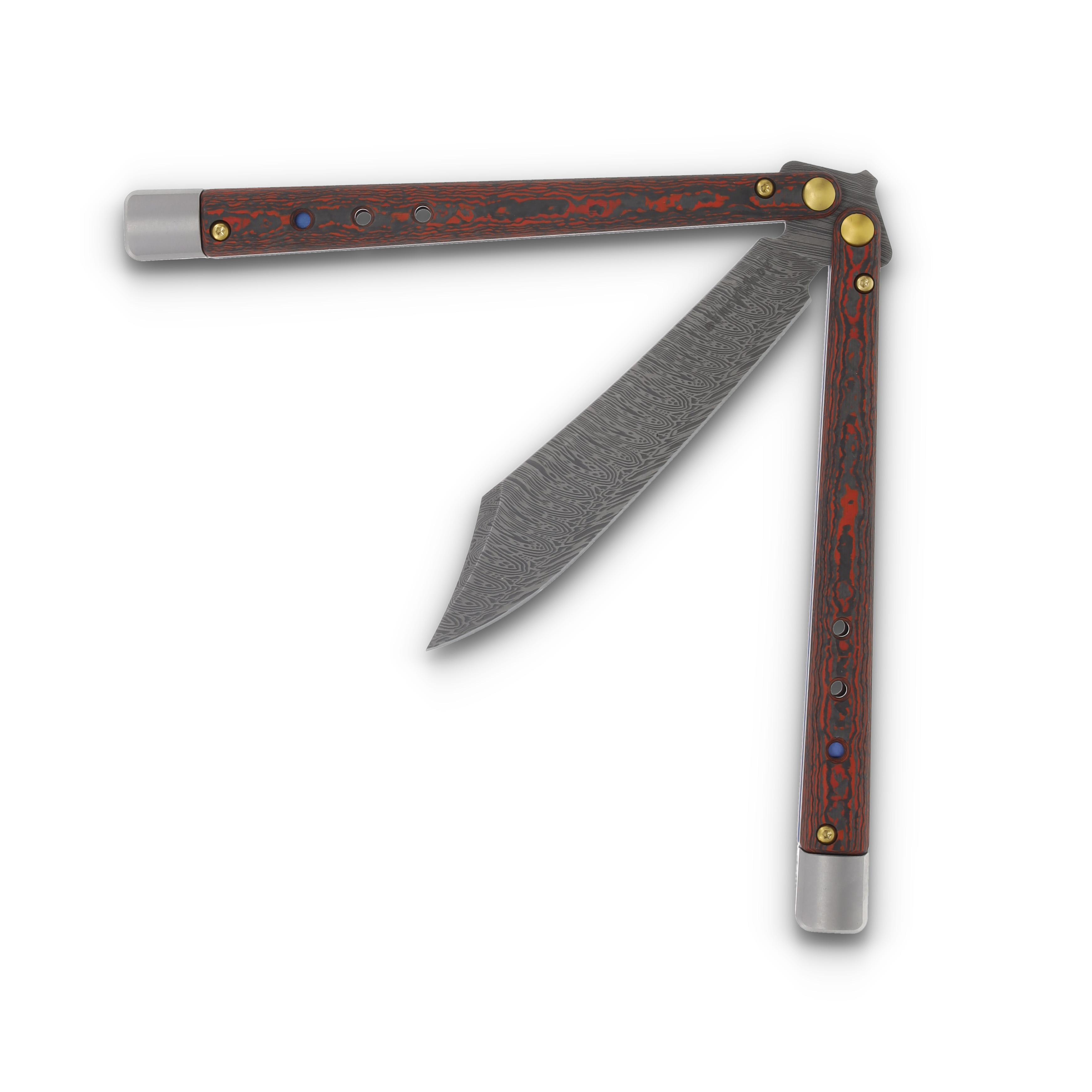 Benchmade Necron Gold Class Lava Flow Balisong Knife 4.59in Scimitar Damasteel BM99-241 View 6