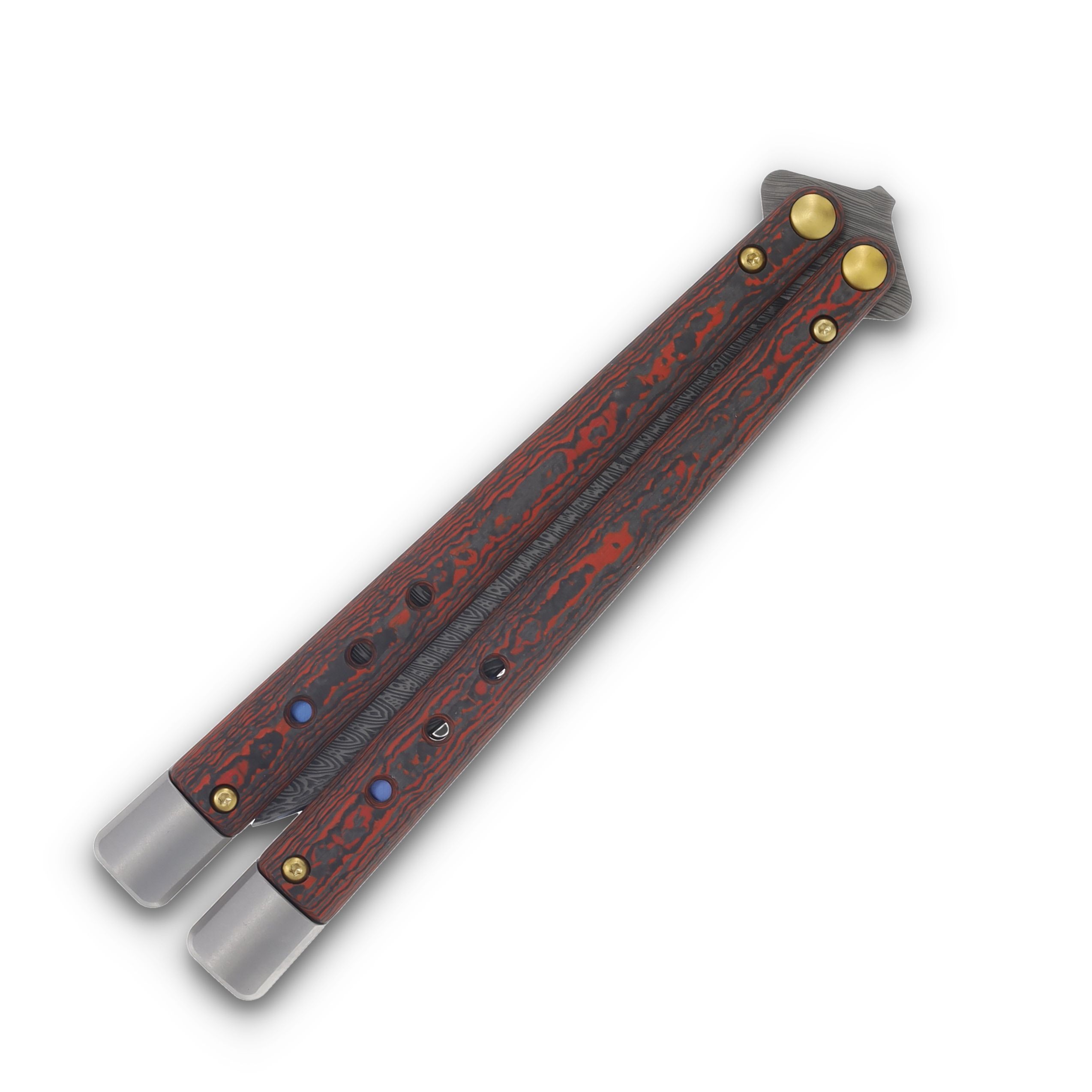 Benchmade Necron Gold Class Lava Flow Balisong Knife 4.59in Scimitar Damasteel BM99-241 View 7