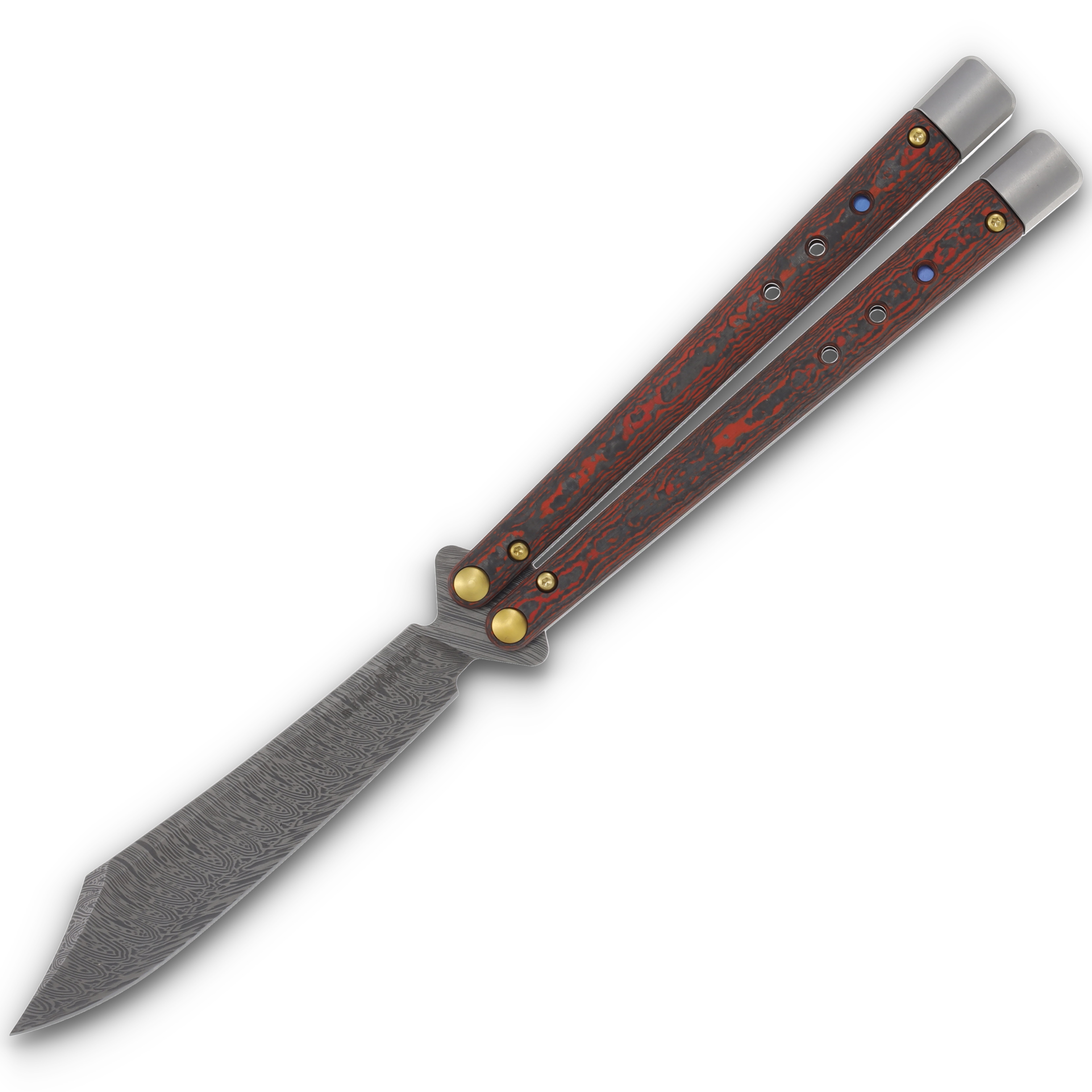 Benchmade Necron Gold Class Lava Flow Balisong Knife 4.59in Scimitar Damasteel BM99-241 View 3