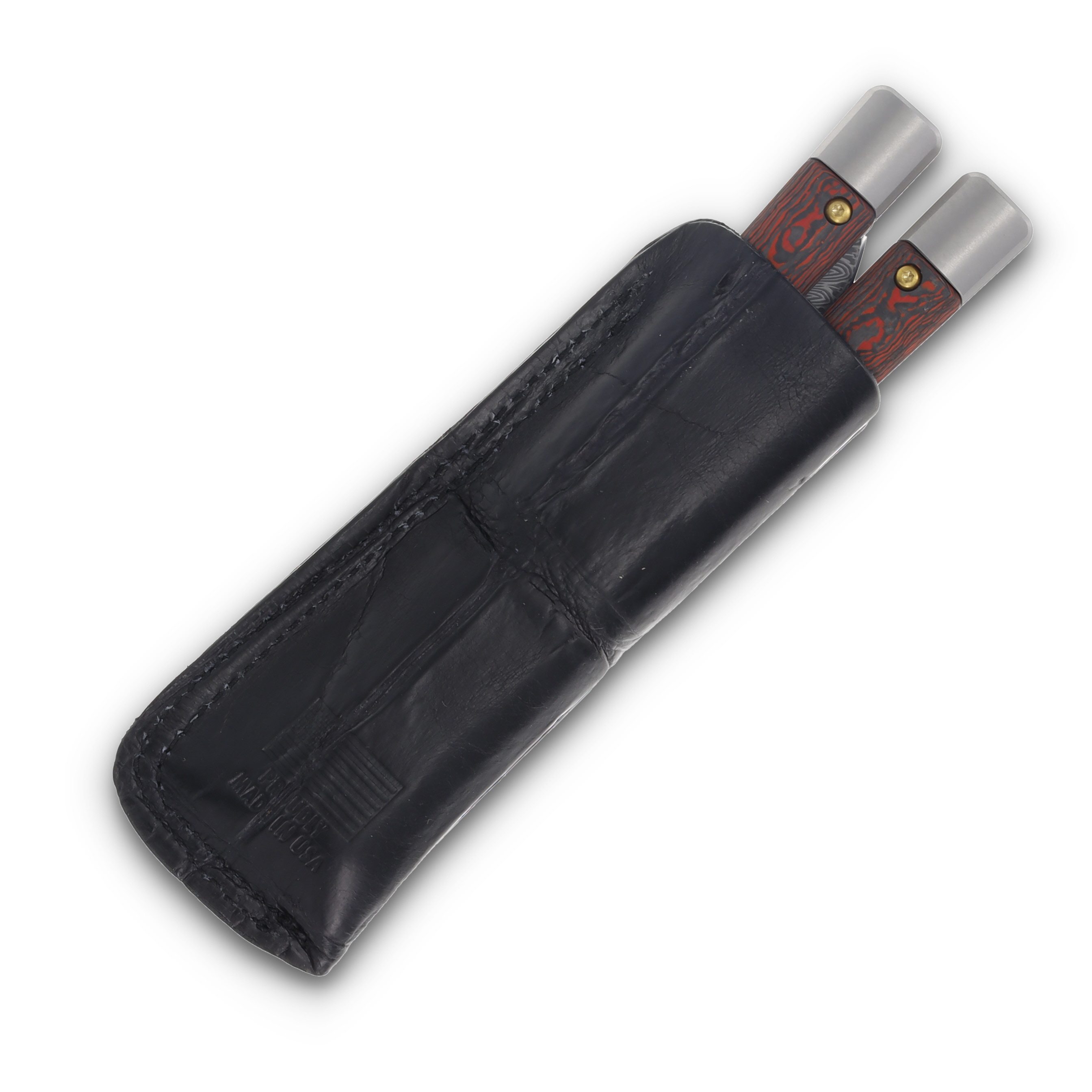 Benchmade Necron Gold Class Lava Flow Balisong Knife 4.59in Scimitar Damasteel BM99-241 View 11