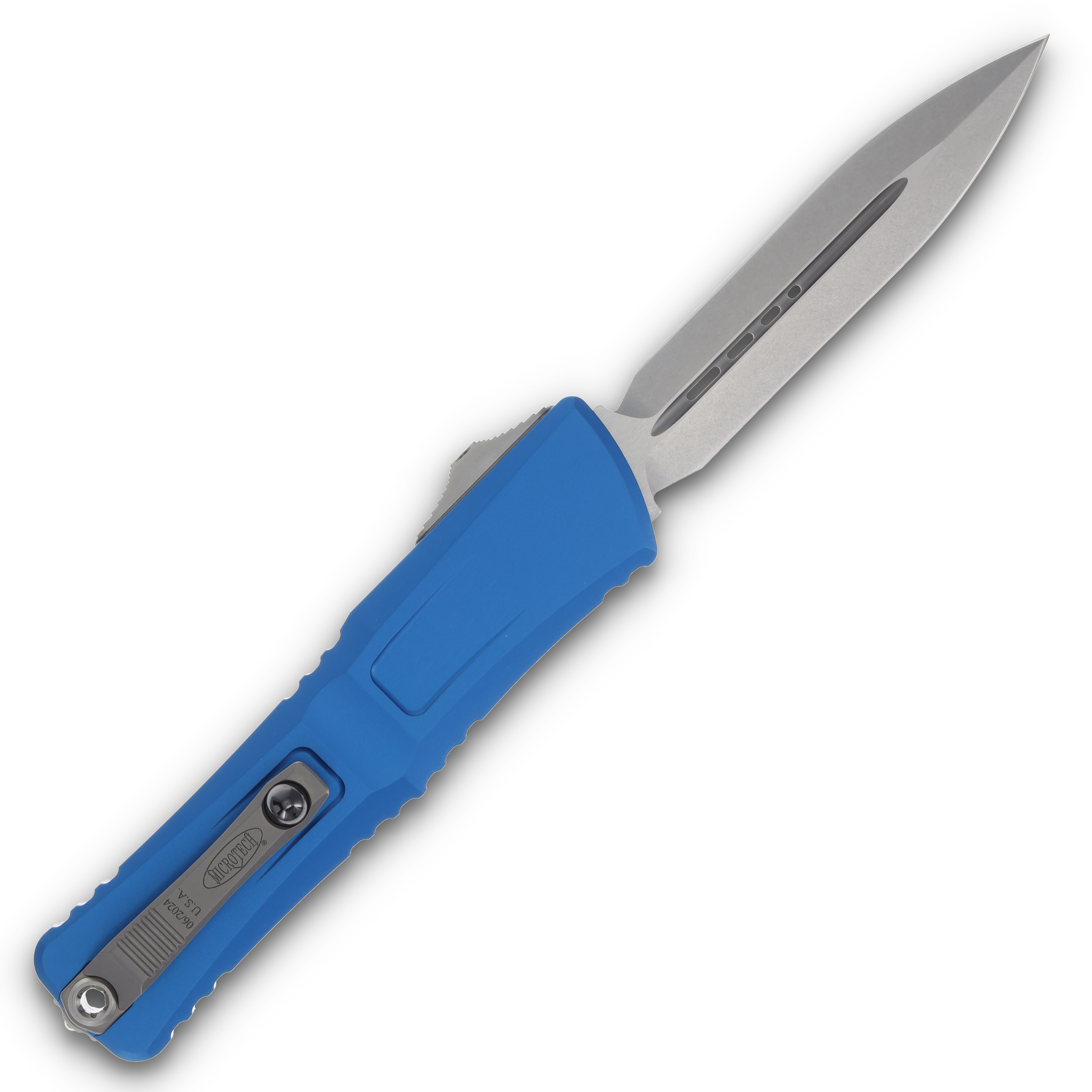 Microtech Auto OTF Combat Troodon D/E Gen III Blue 4.0in Stonewash Dagger AUMT114210BL View 2
