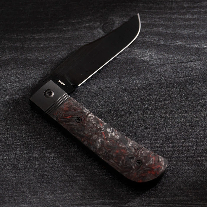 Jack Wolf Benny's Clip Folding Knife Red Dark Matter FatCarbon BENNY-02-FC-DM-RED View 2