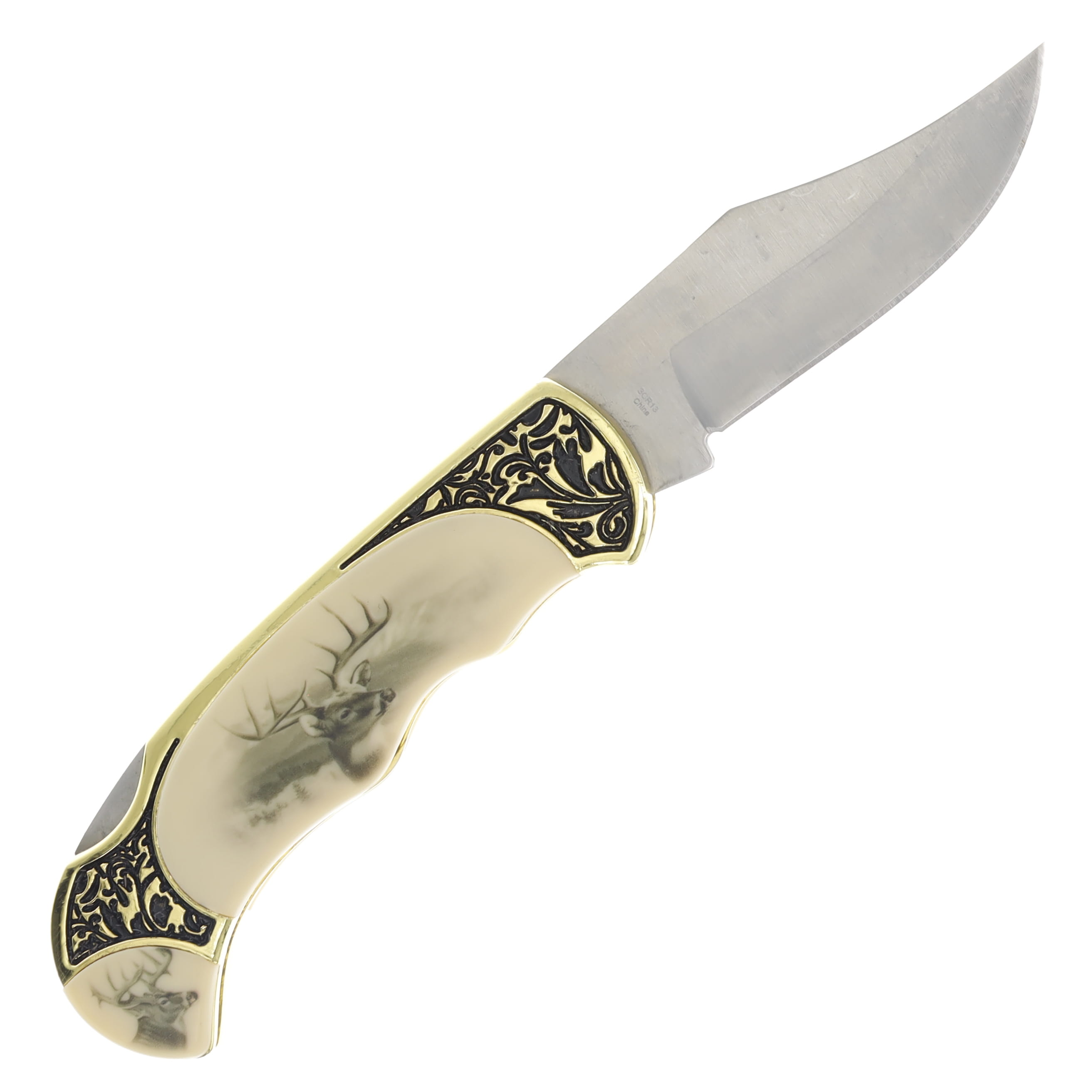 Szco Wildlife Lockback Folding Knife Deer 211411DE View 2