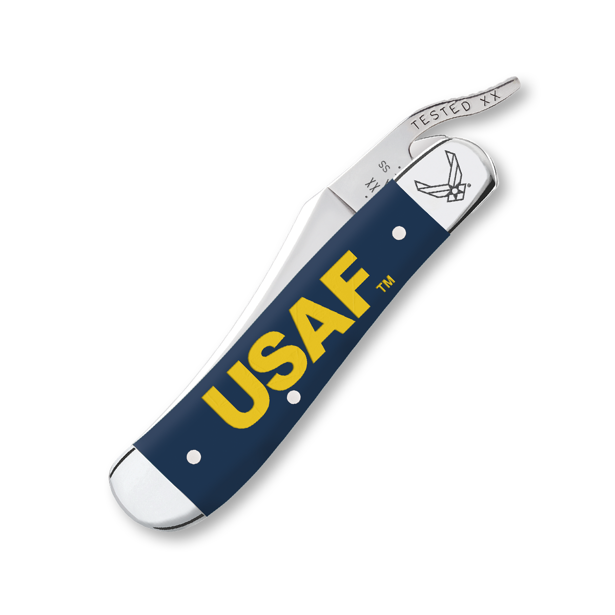 Case XX United States Air Force Smooth Navy Blue Synthetic RussLock Folding Knife CA32412 View 4