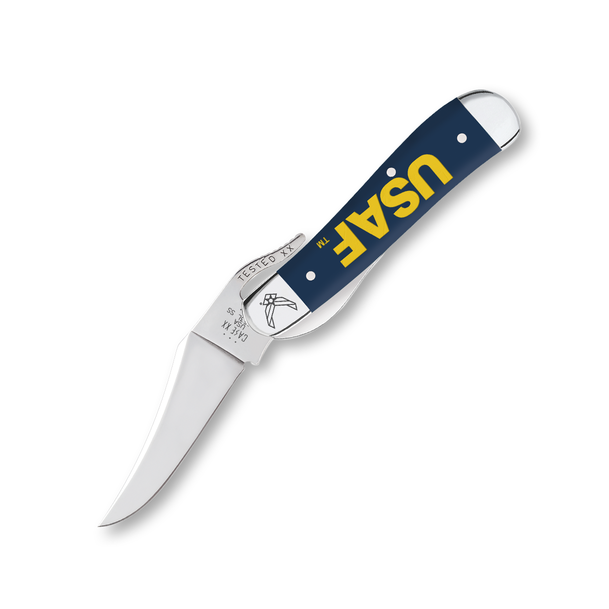 Case XX United States Air Force Smooth Navy Blue Synthetic RussLock Folding Knife CA32412 View 2