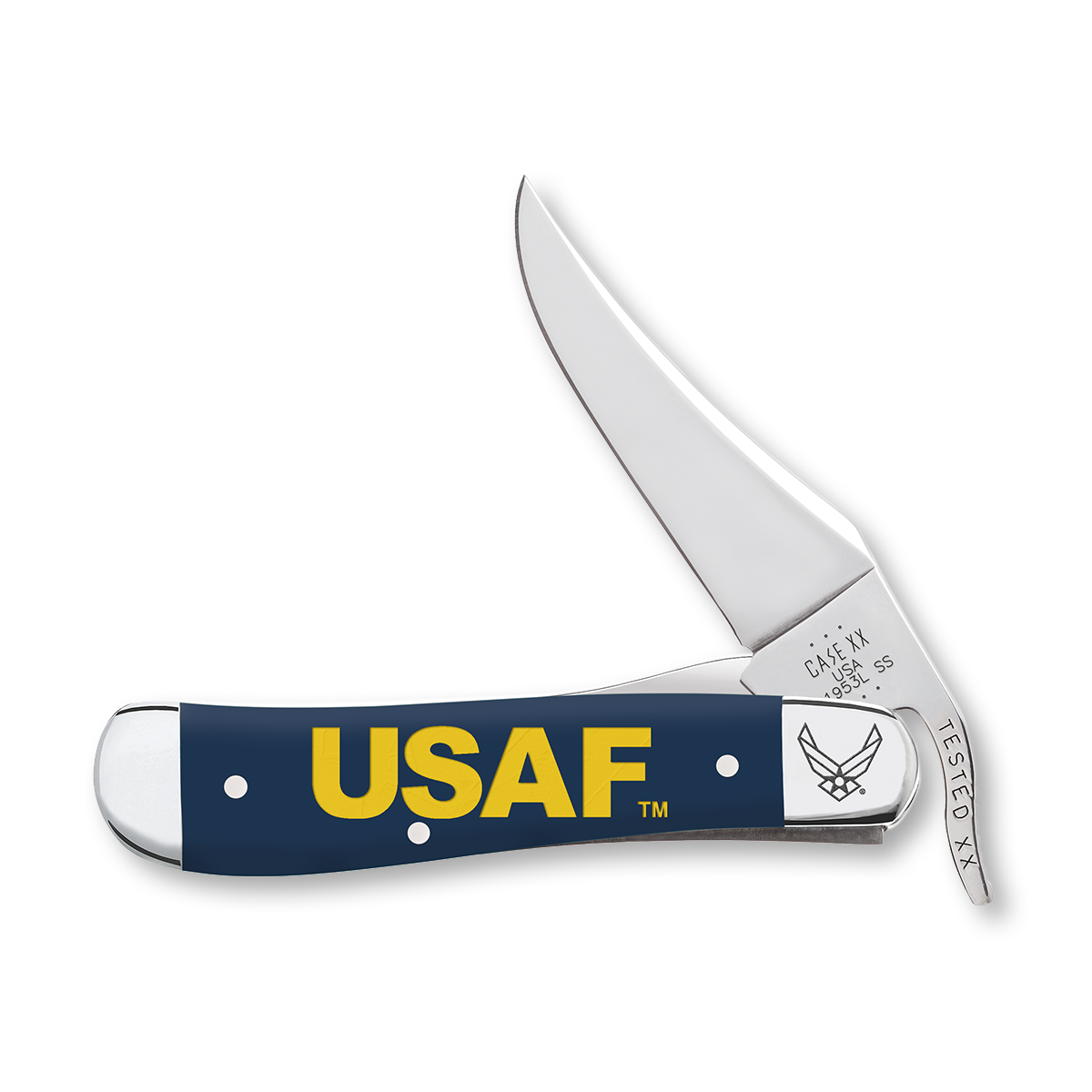 Case XX United States Air Force Smooth Navy Blue Synthetic RussLock Folding Knife CA32412 View 1