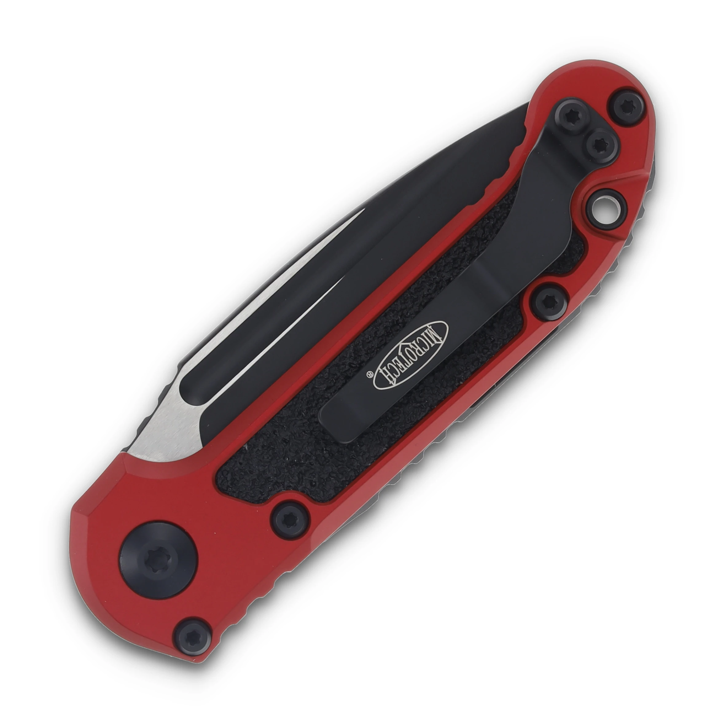 Microtech LUDT Gen III Red Auto Knife 3.5in P/S Black Drop Point Blade AUMT11352RD View 2