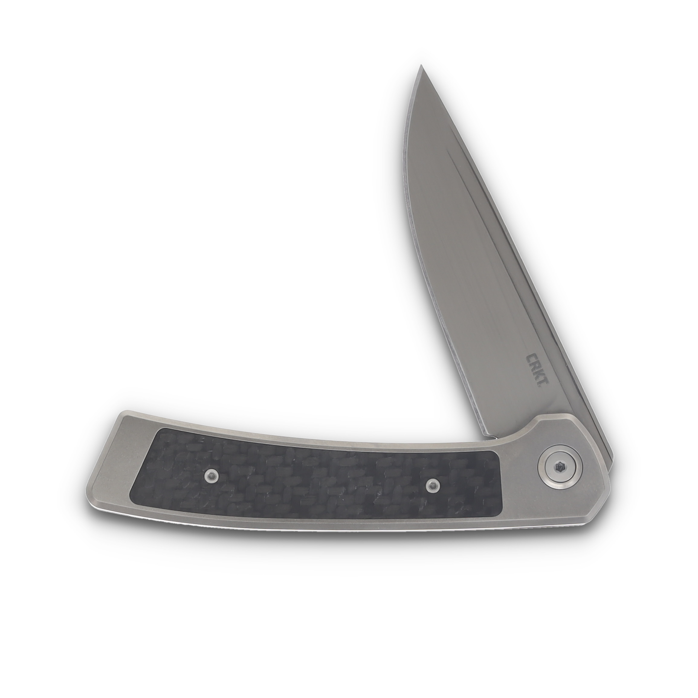 CRKT Q Folding Knife 3.19in Plain Titanium Carbon FIber Inlay CR7074 View 3