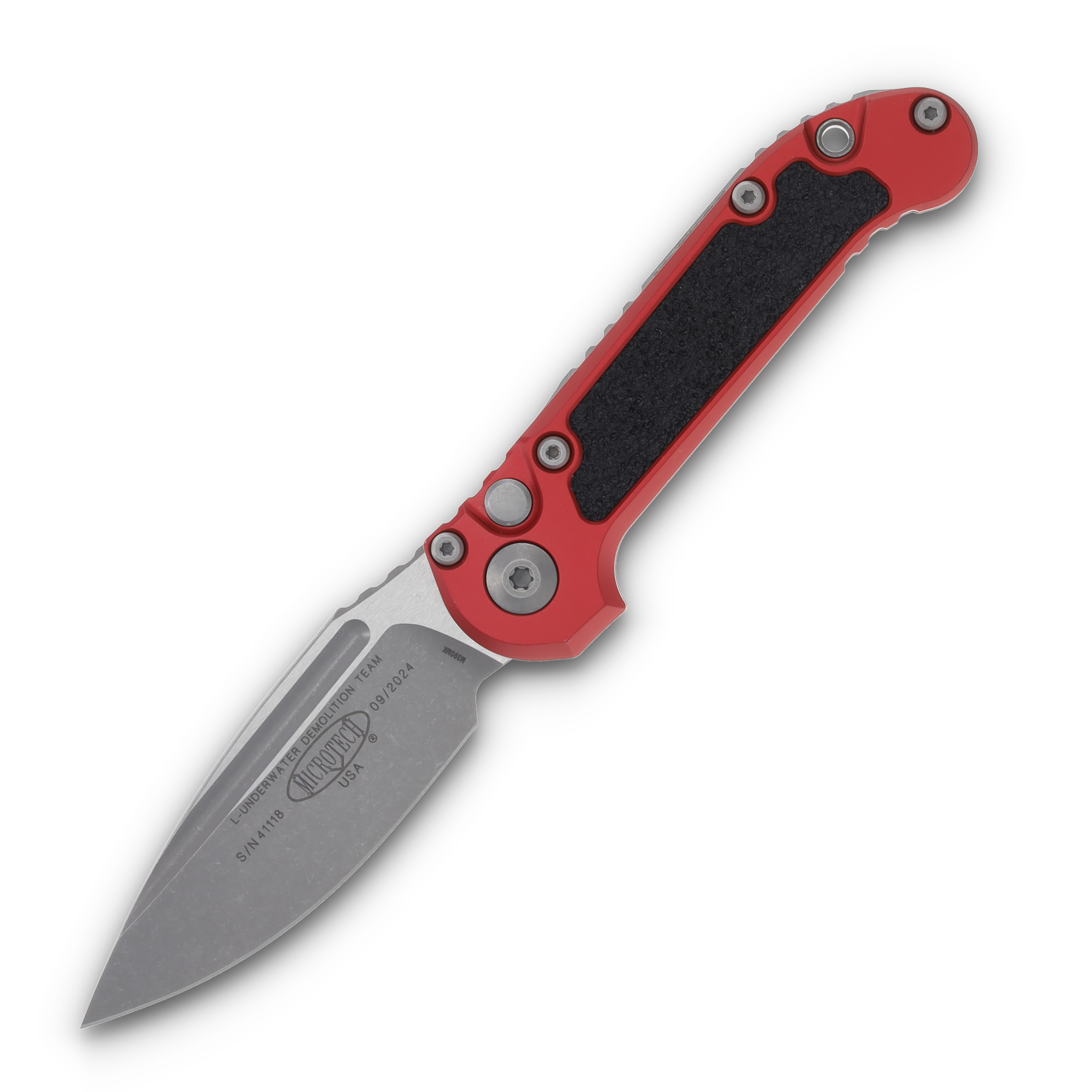 Microtech LUDT Gen III Red Auto Knife 3.5in Apocalyptic Drop Point AUMT113510APRD View 1