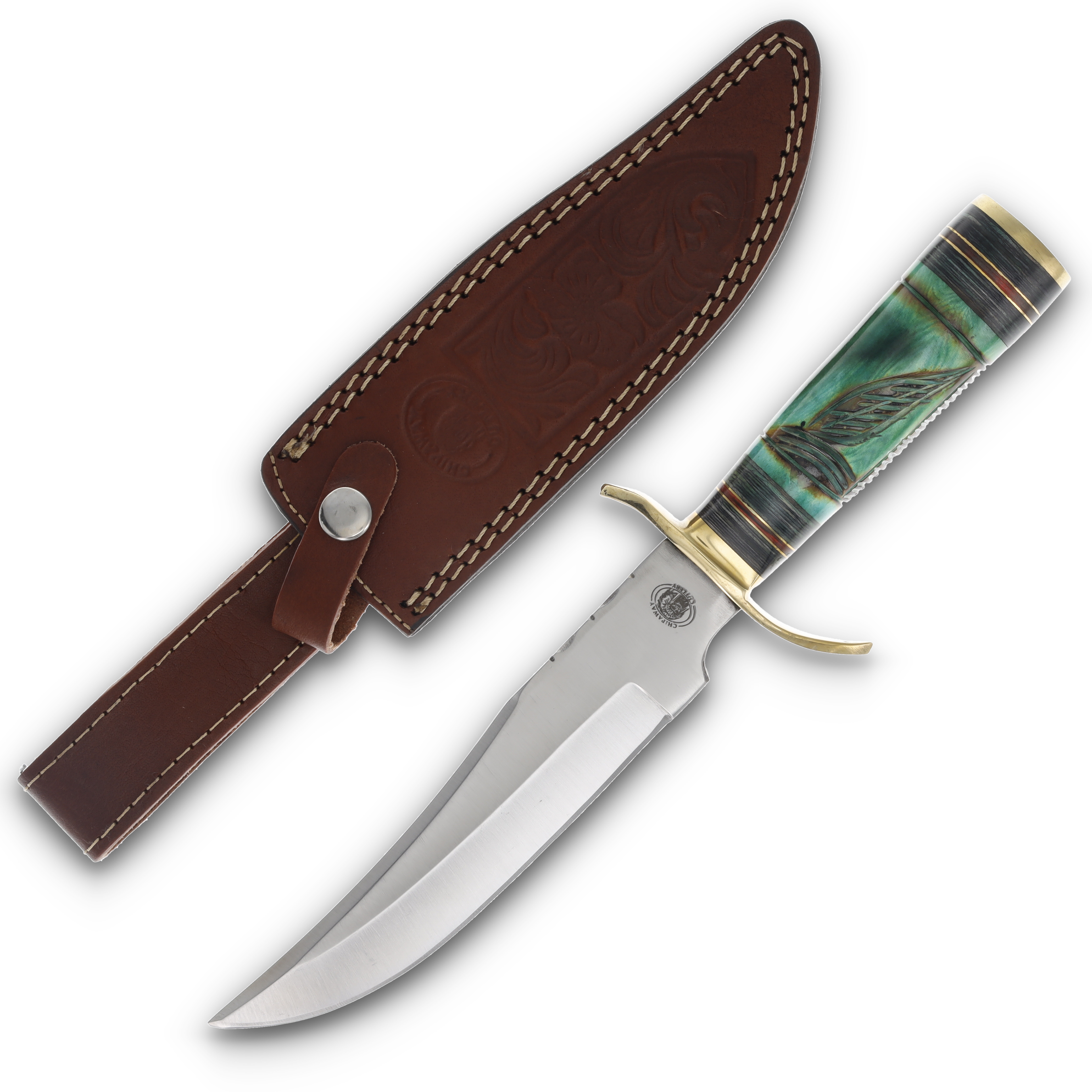 Frost Chipaway Cutlery 12in Flying Crow Green Bone Bowie Fixed Blade FRCW03GB View 1