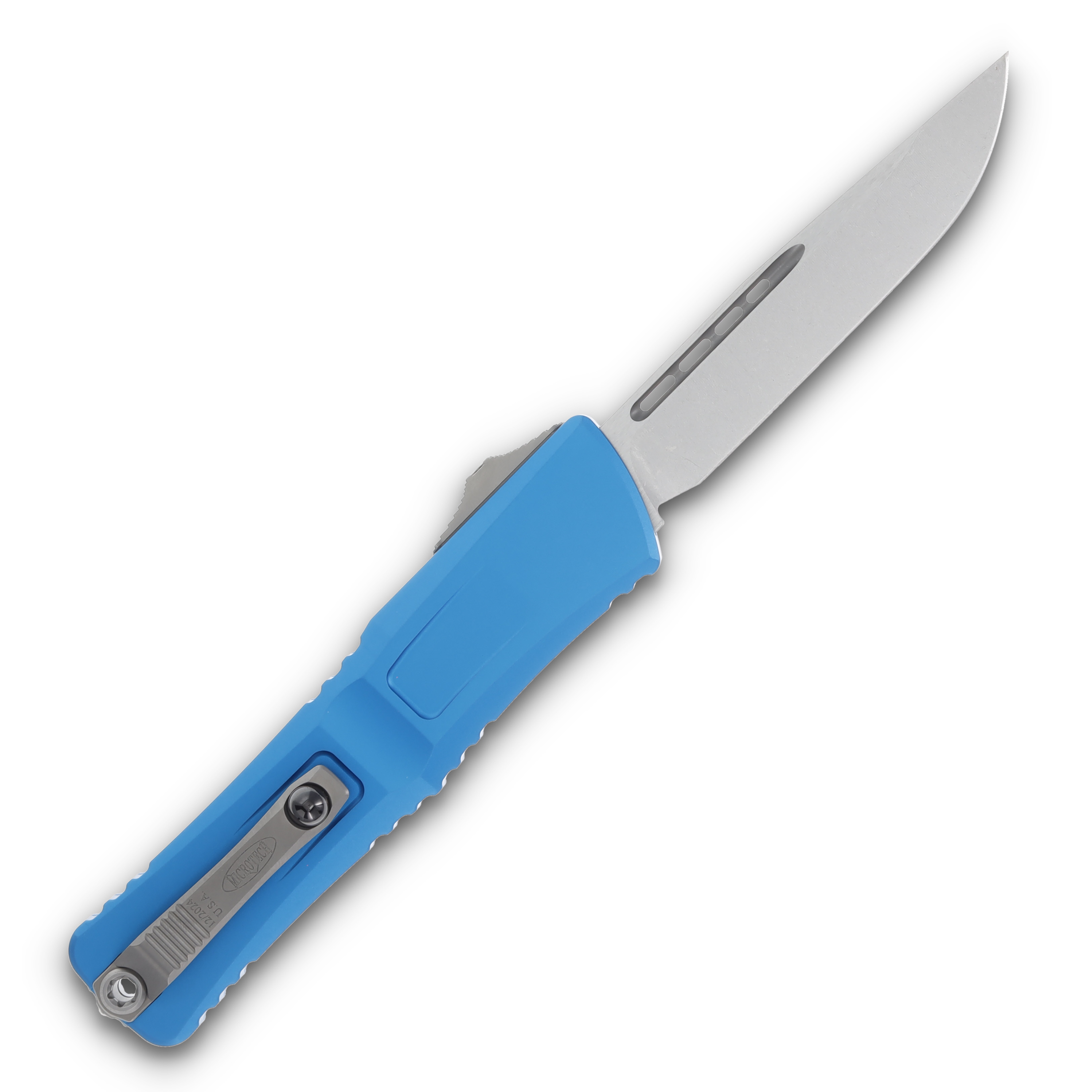 Microtech Auto OTF Combat Troodon S/E Gen III Blue 4.0in Stonewash Drop Point AUMT114310BL View 2